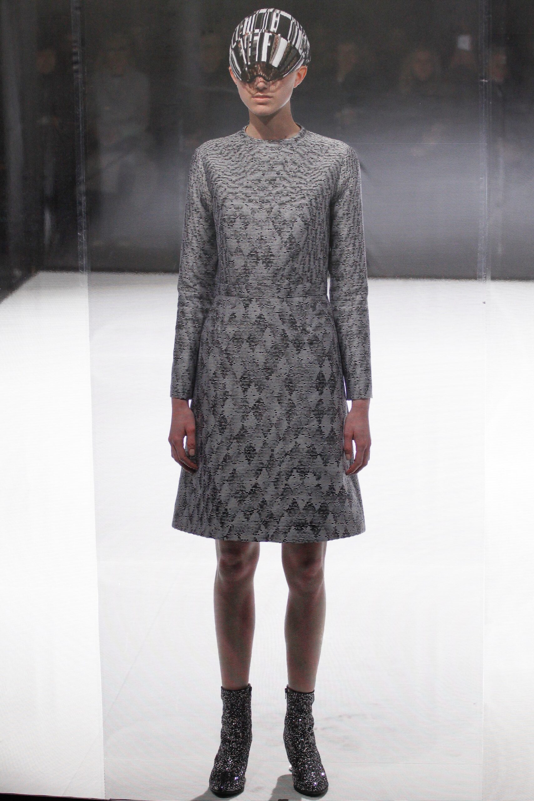 gray fitted mini dress with boots