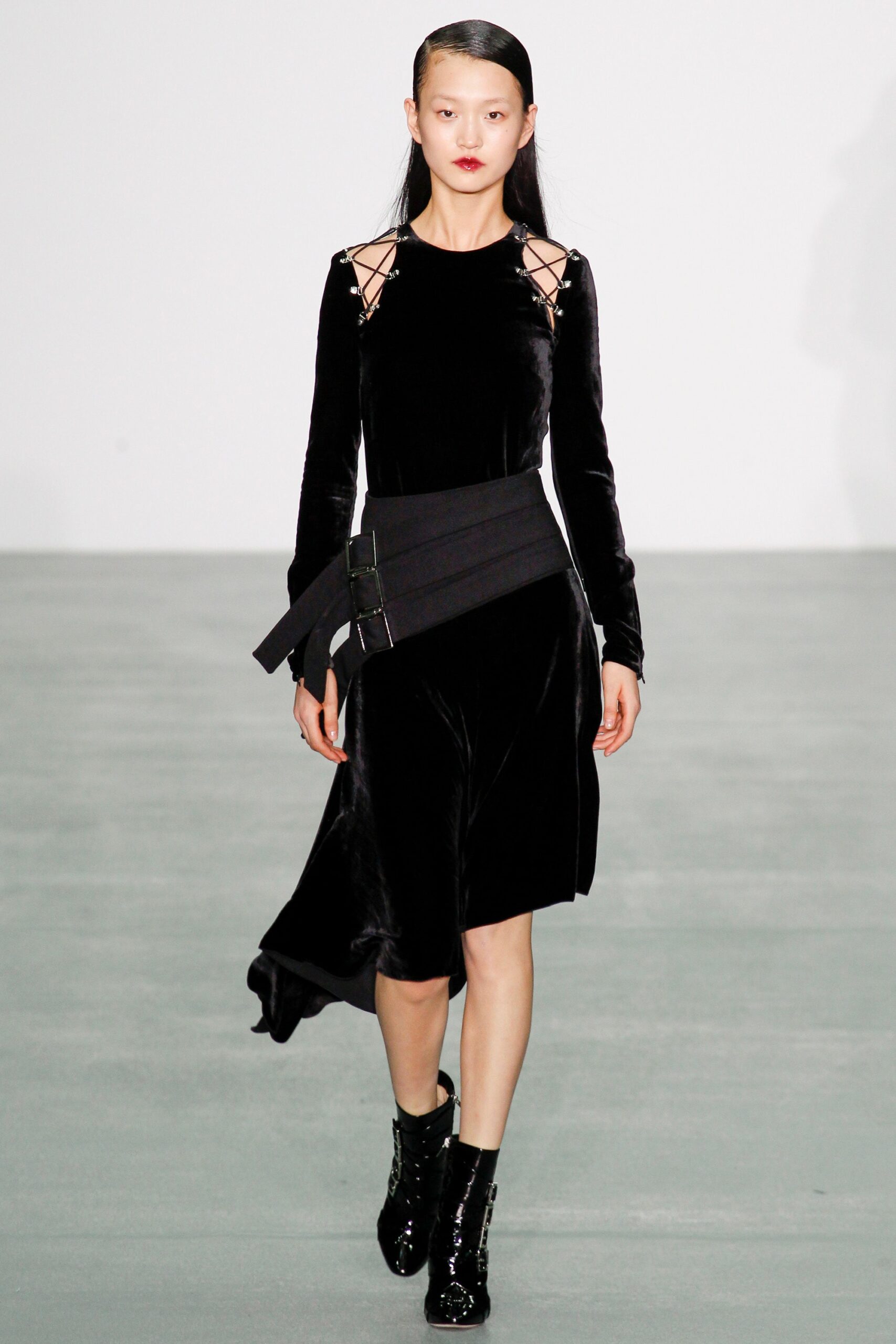 black velvet asymmetric dress