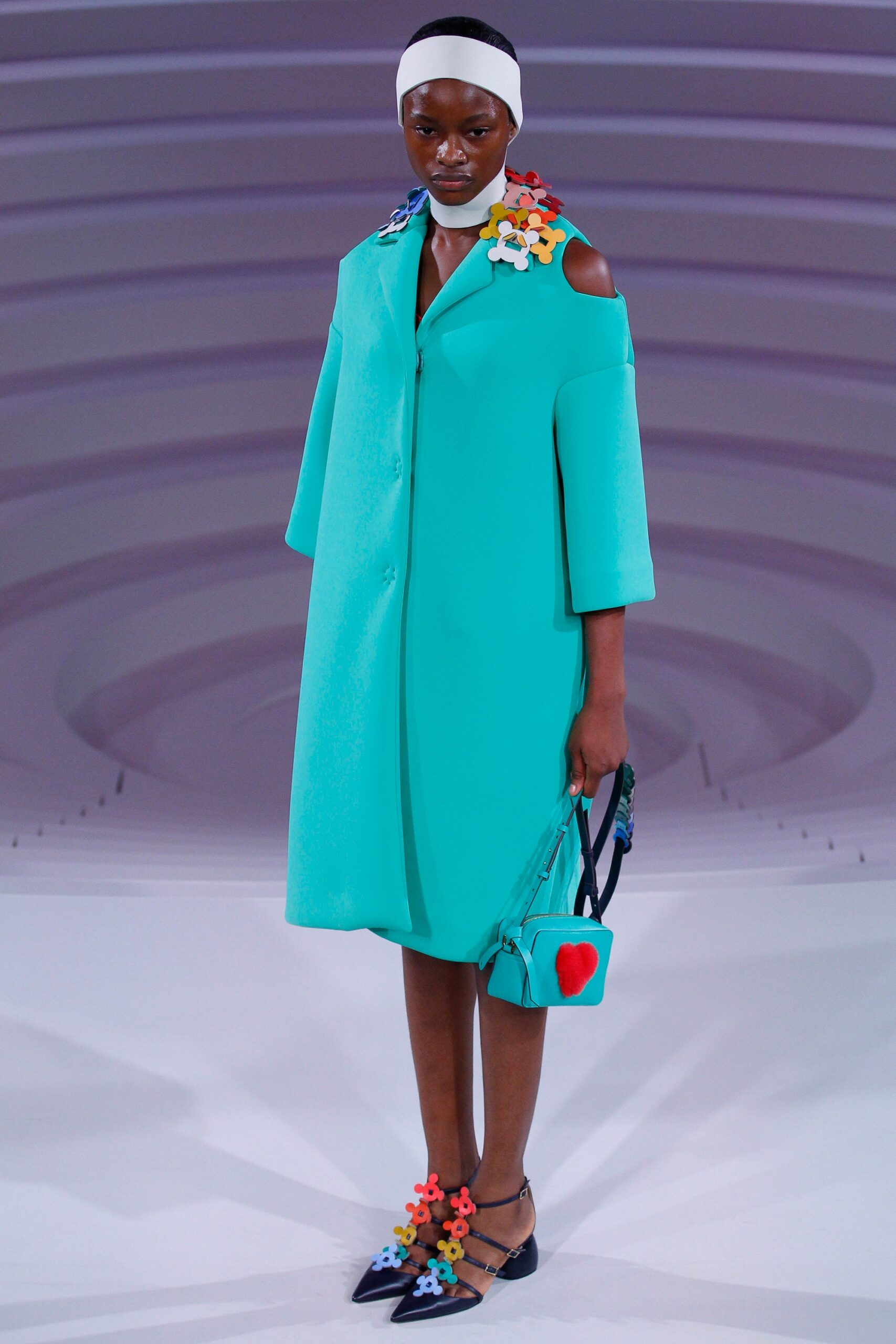 blue relaxed coat with embellishments