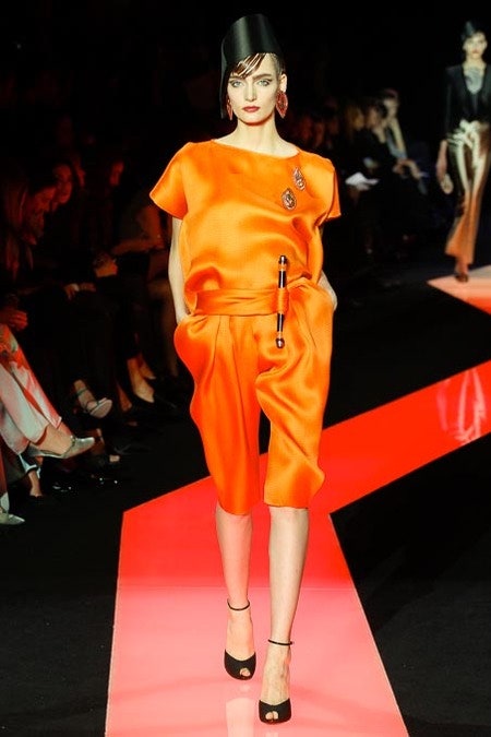 orange silk relaxed top and shorts