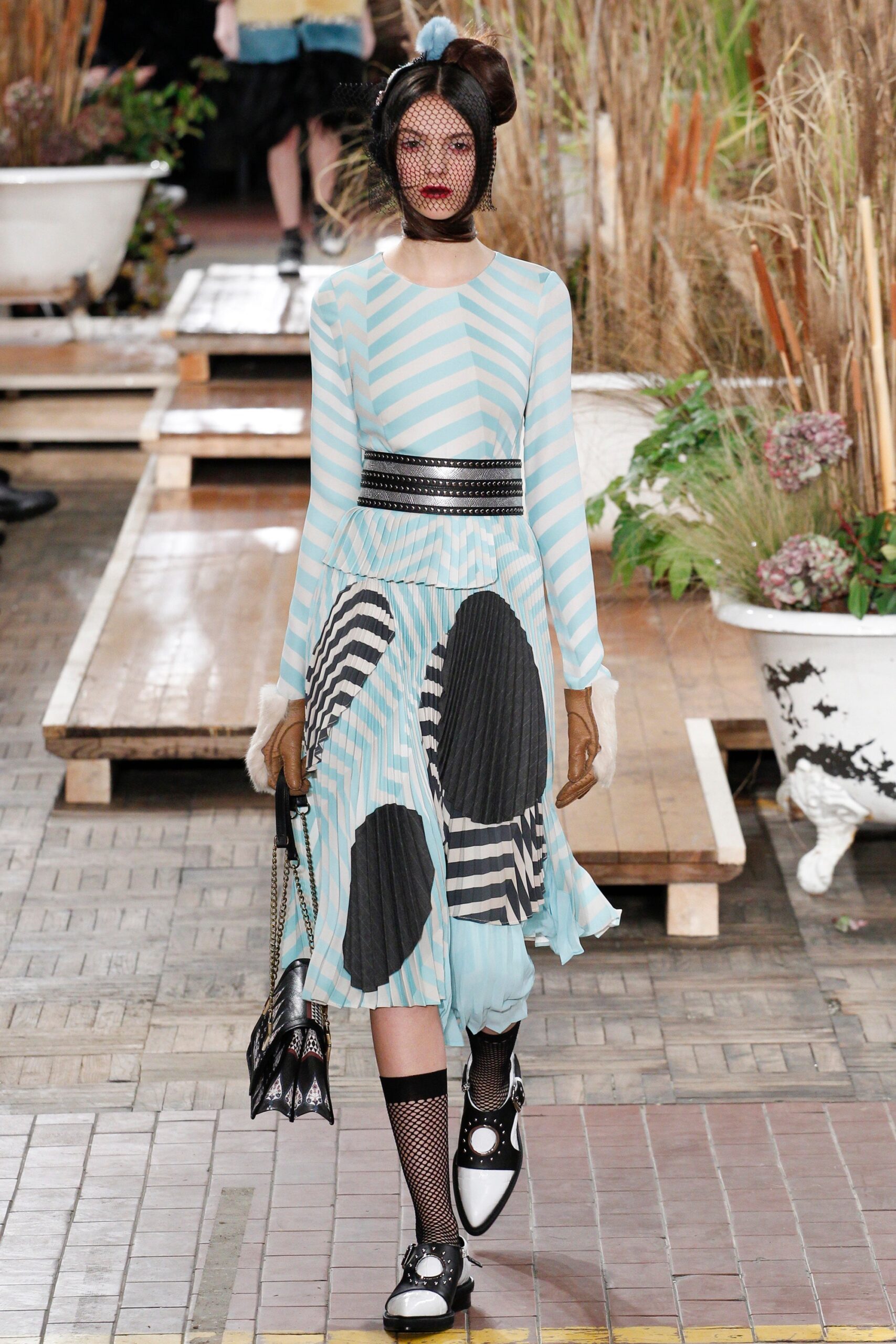 blue printed midi dress