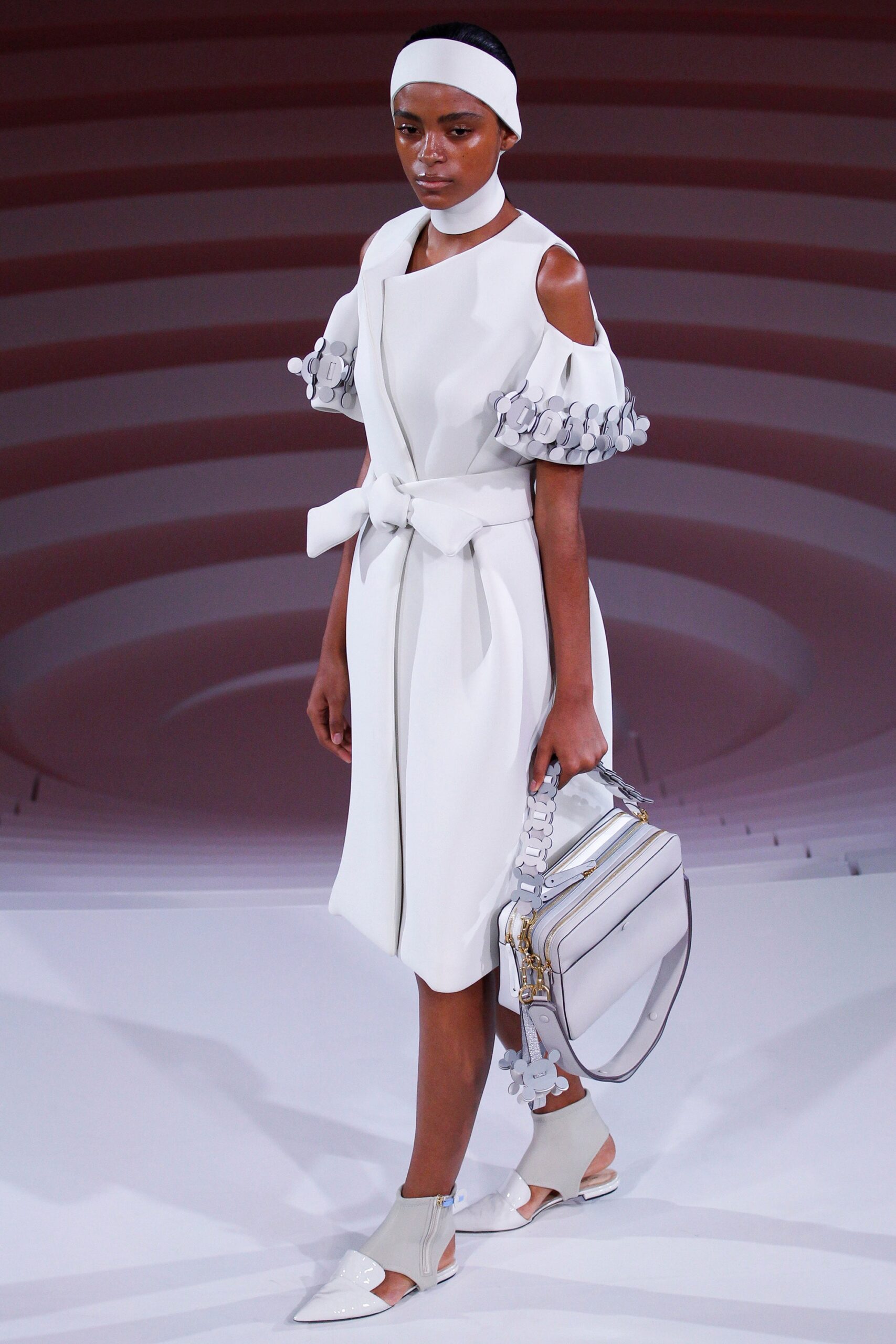 white belted midi dress