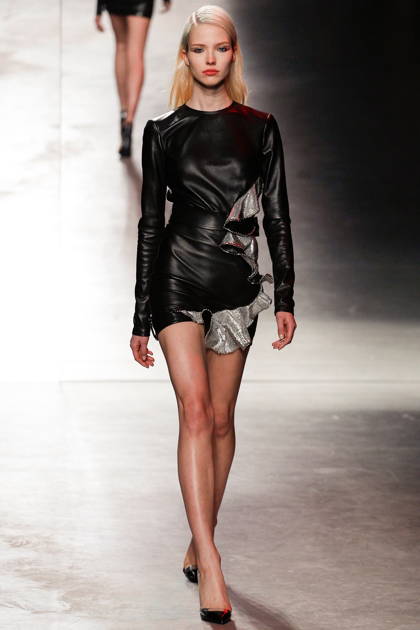 black leather mini dress