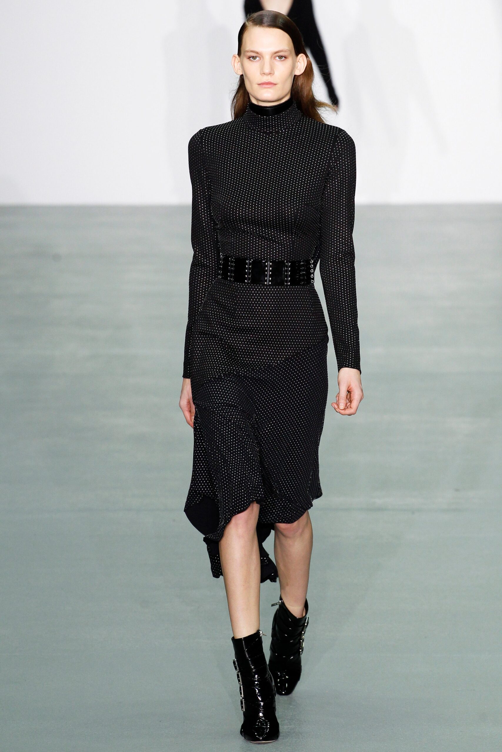 fitted black midi dress