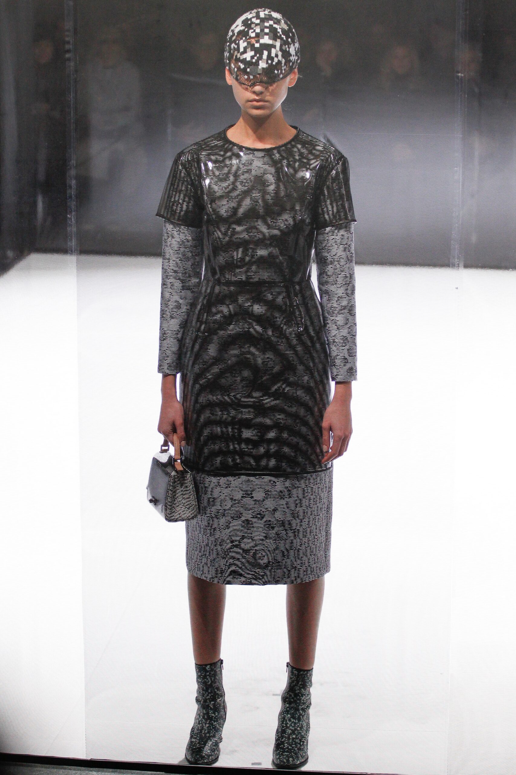 fitted black and gray printed dress