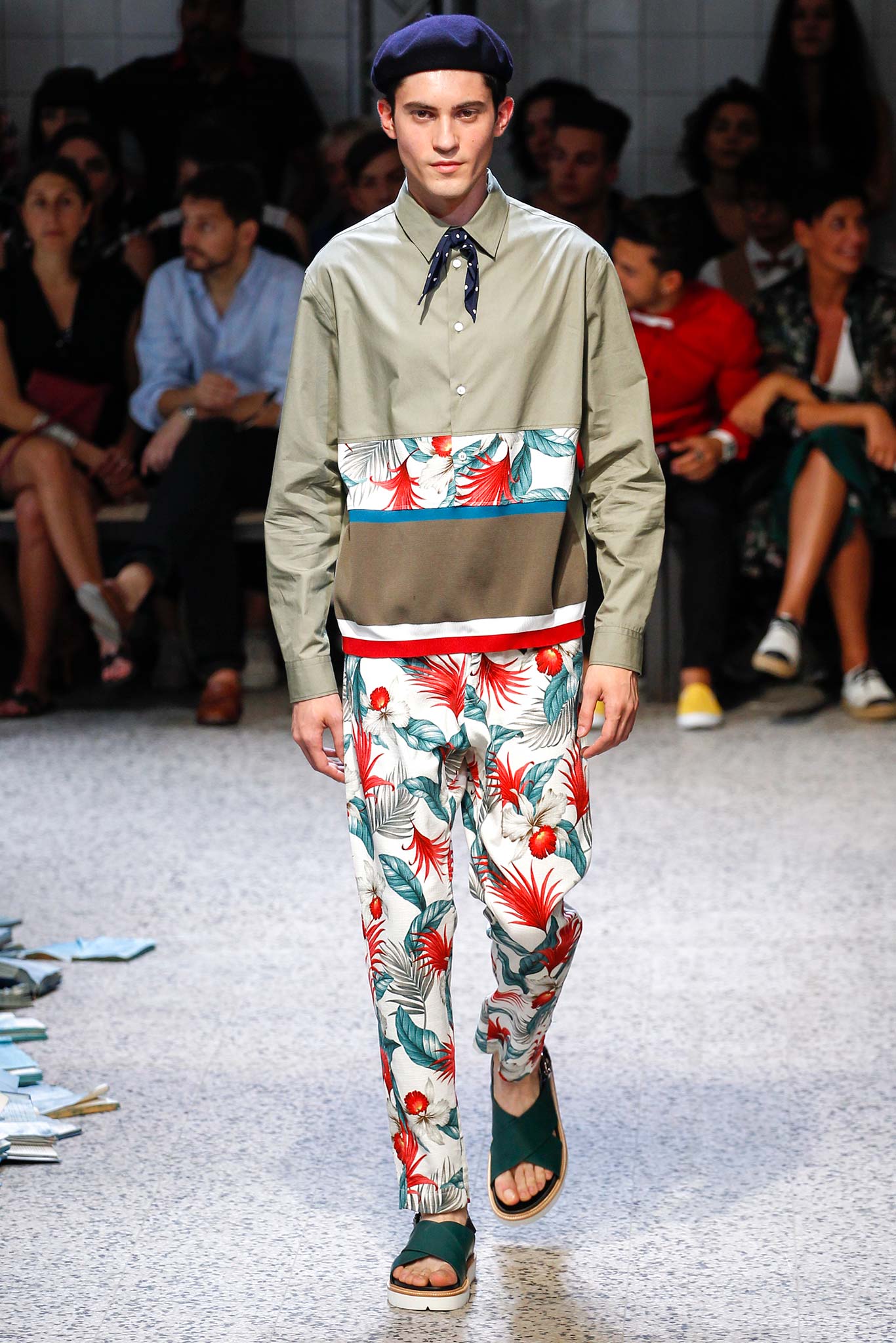 green and multi-color shirt with printed pants