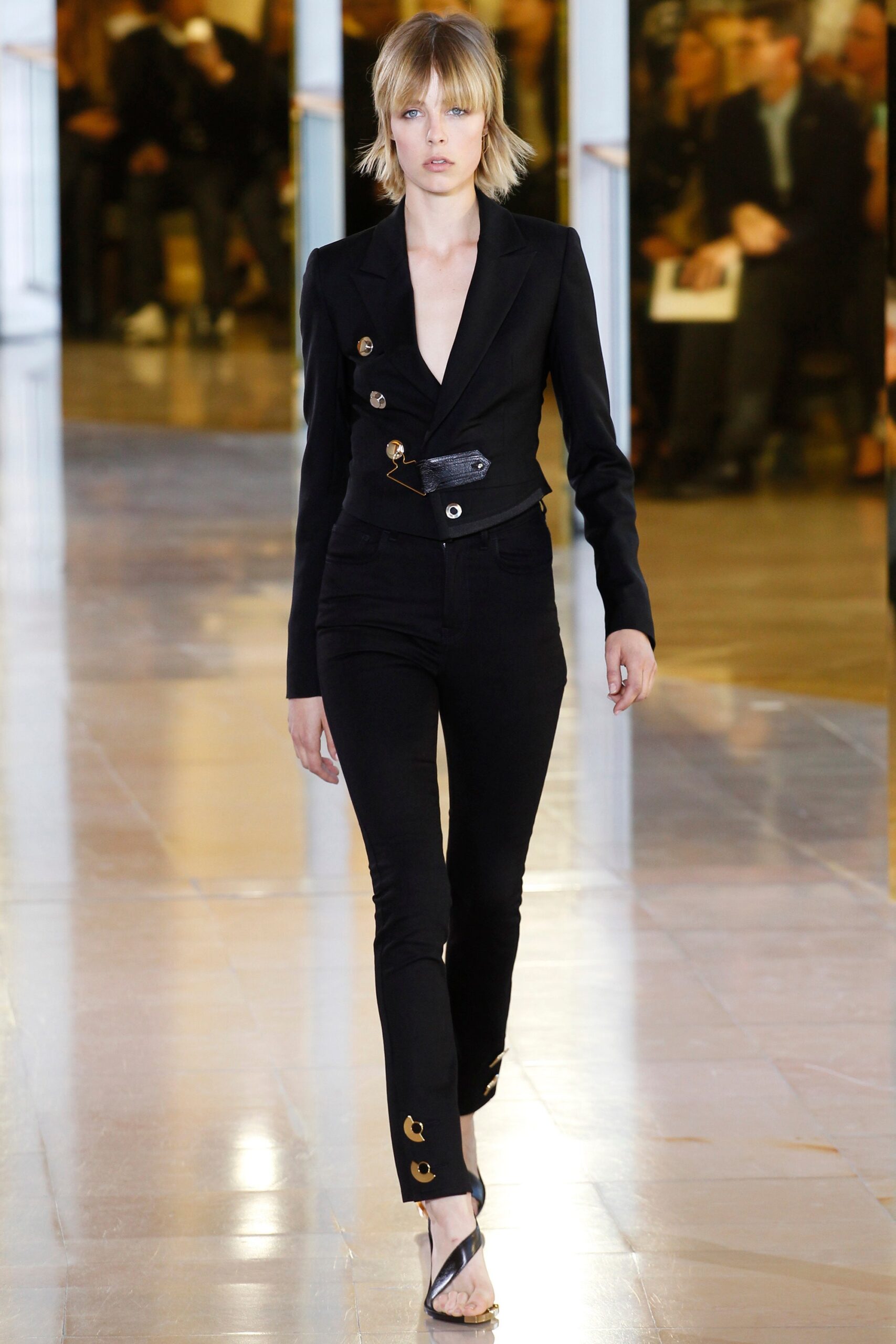 black fitted blazer and pants