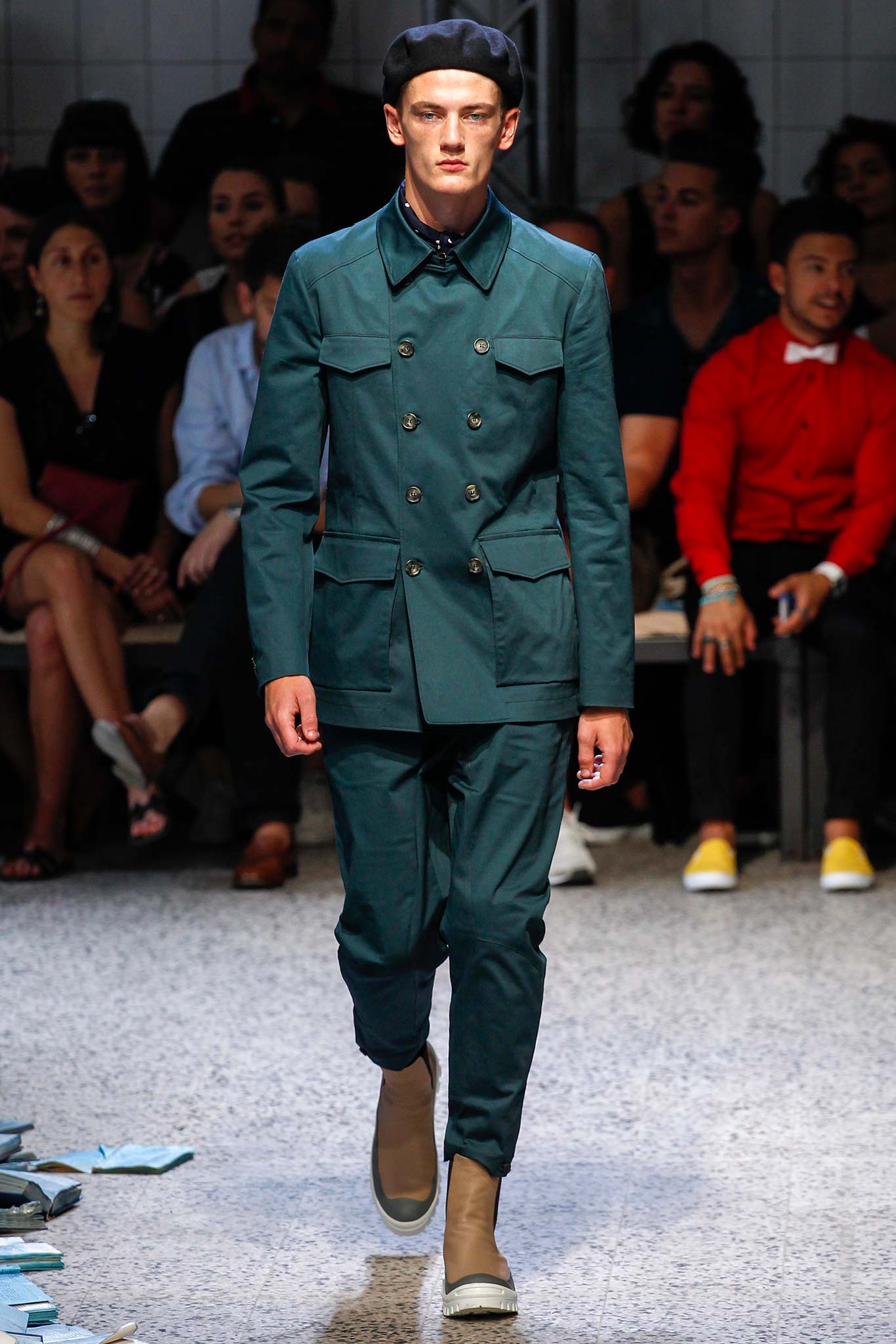 blue cotton long-sleeve collared tailored buttoned suit
