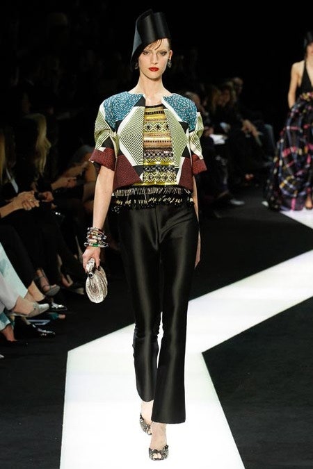 multi silk short-sleeve collared fitted printed top