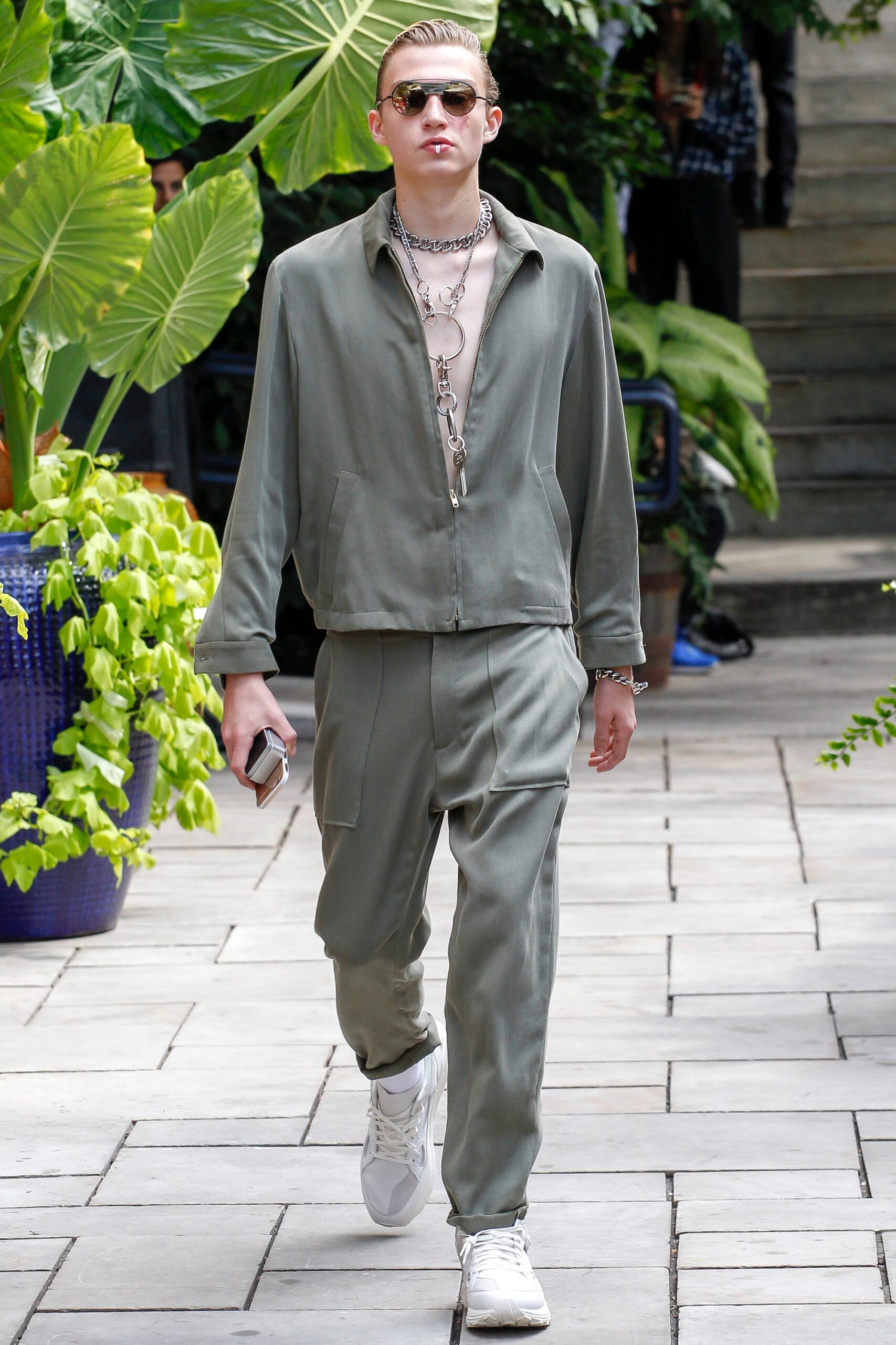 gray relaxed jacket and pants