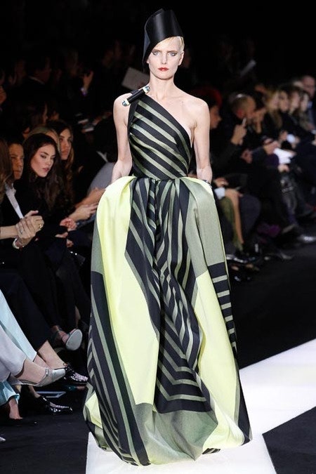 green black yellow striped gown