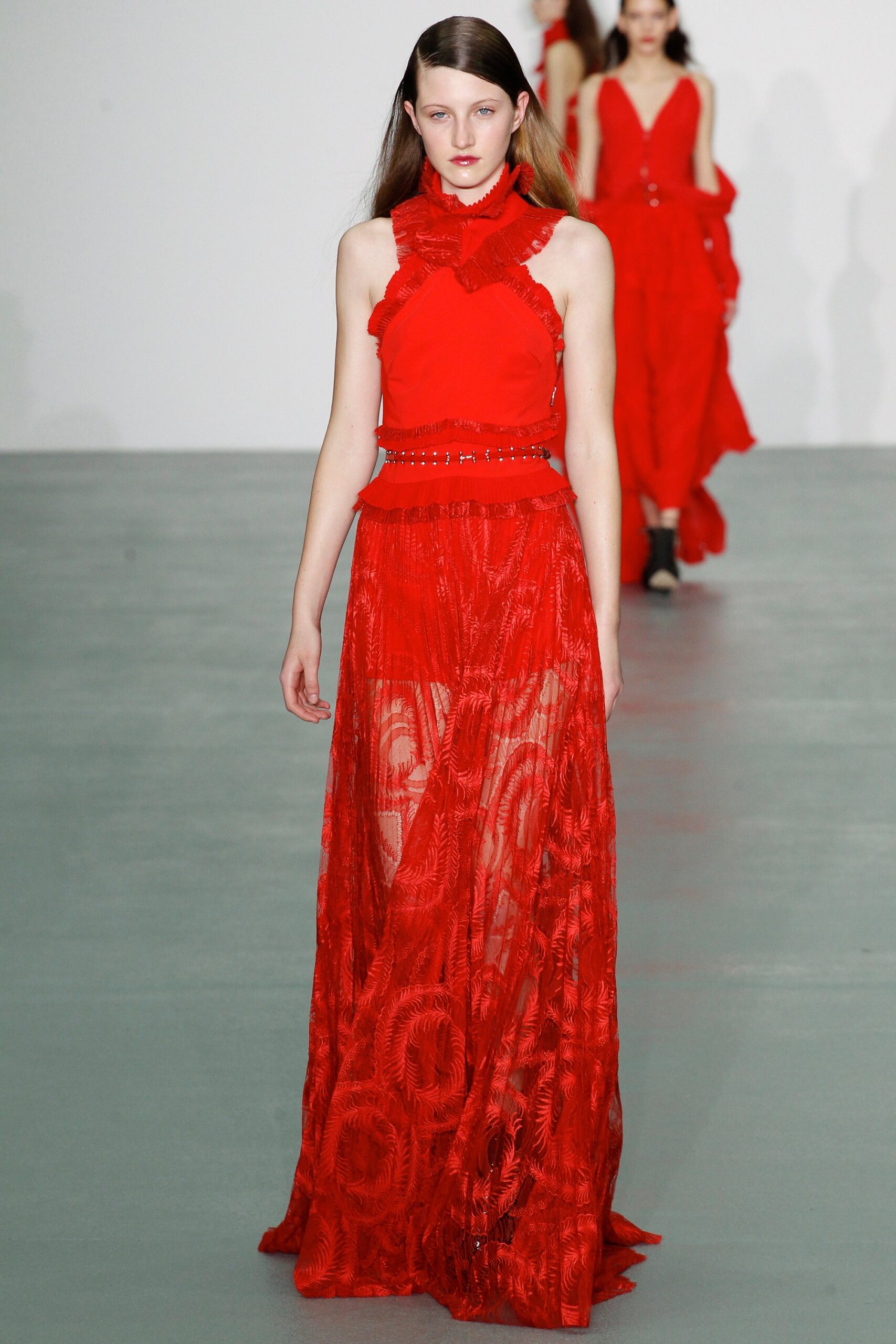 red lace sleeveless gown