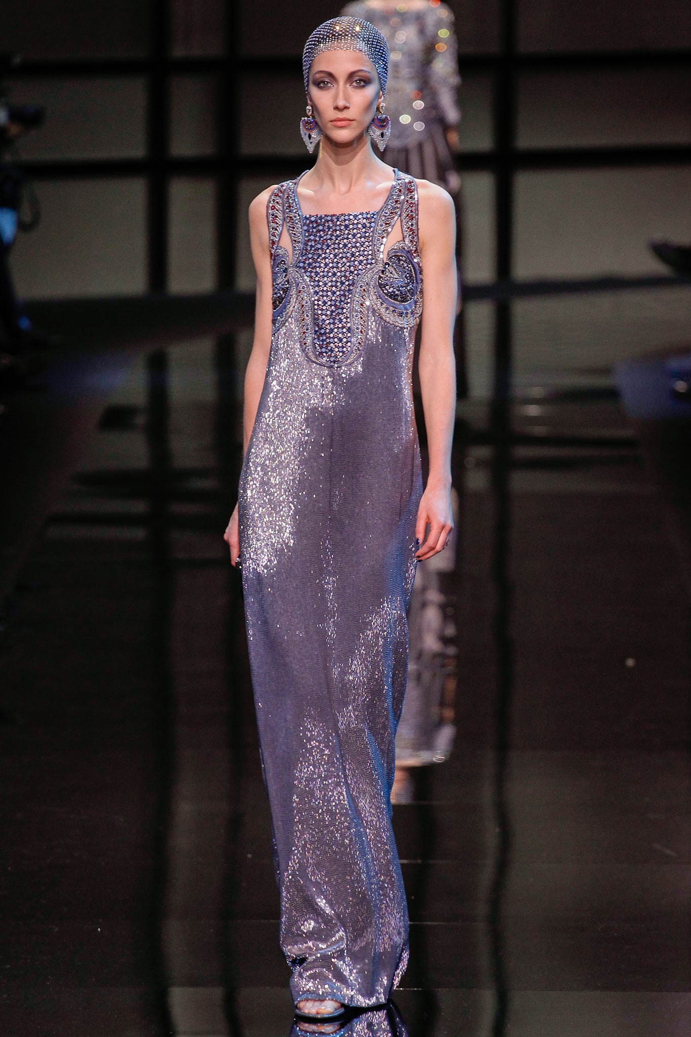 silver sequin sleeveless gown