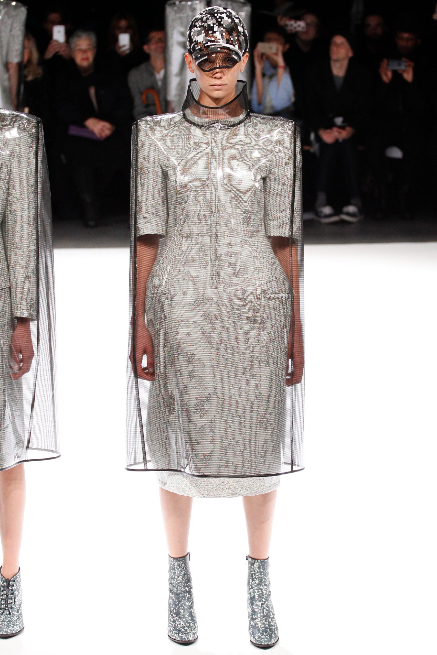 silver embroidered midi dress with cape