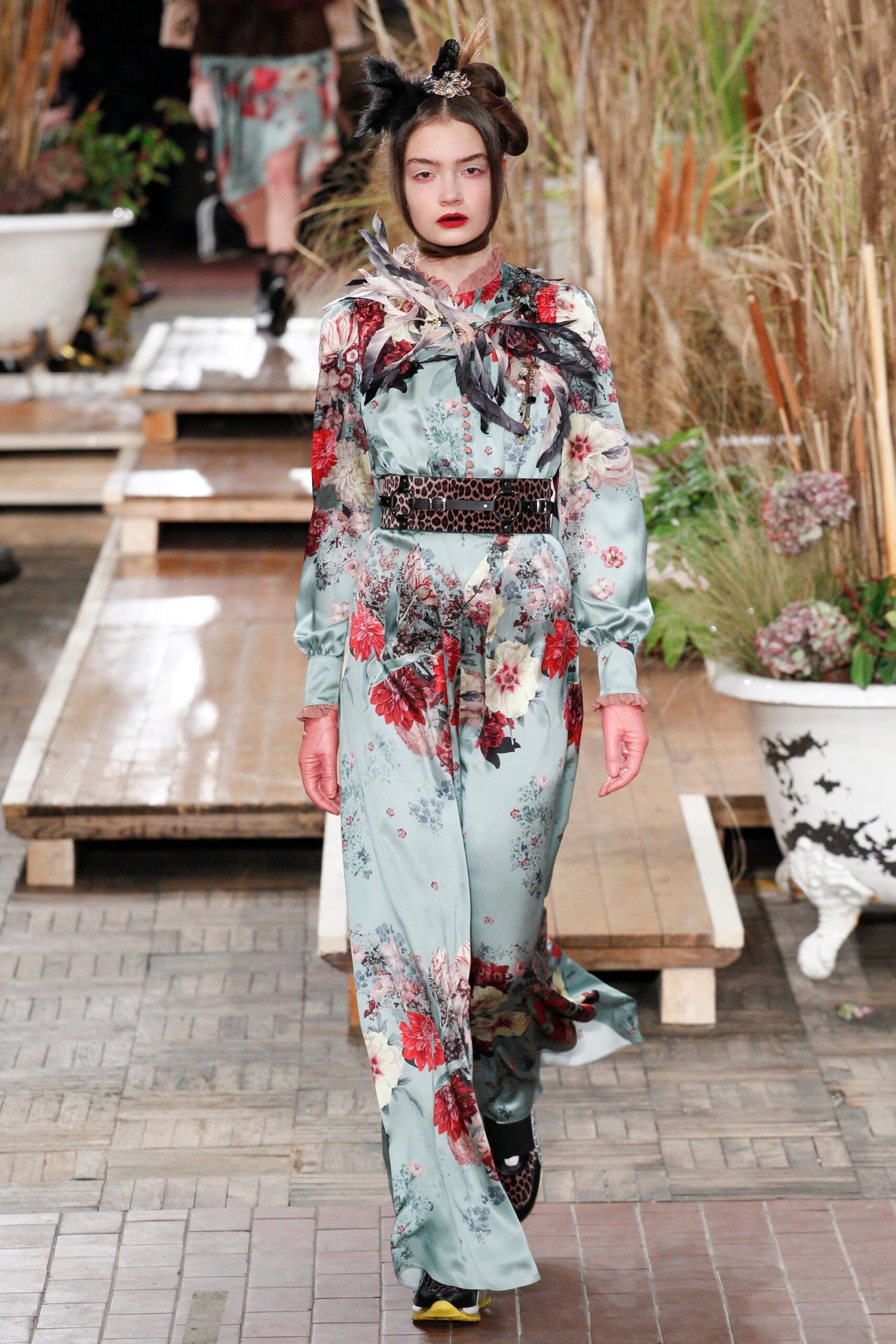 floral silk long-sleeve maxi dress