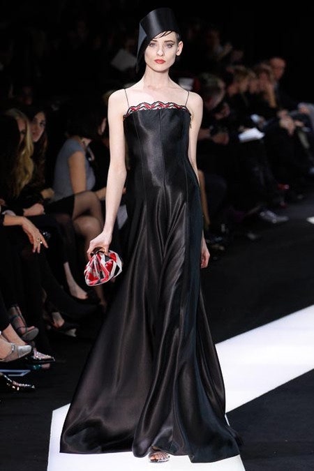 black silk sleeveless gown