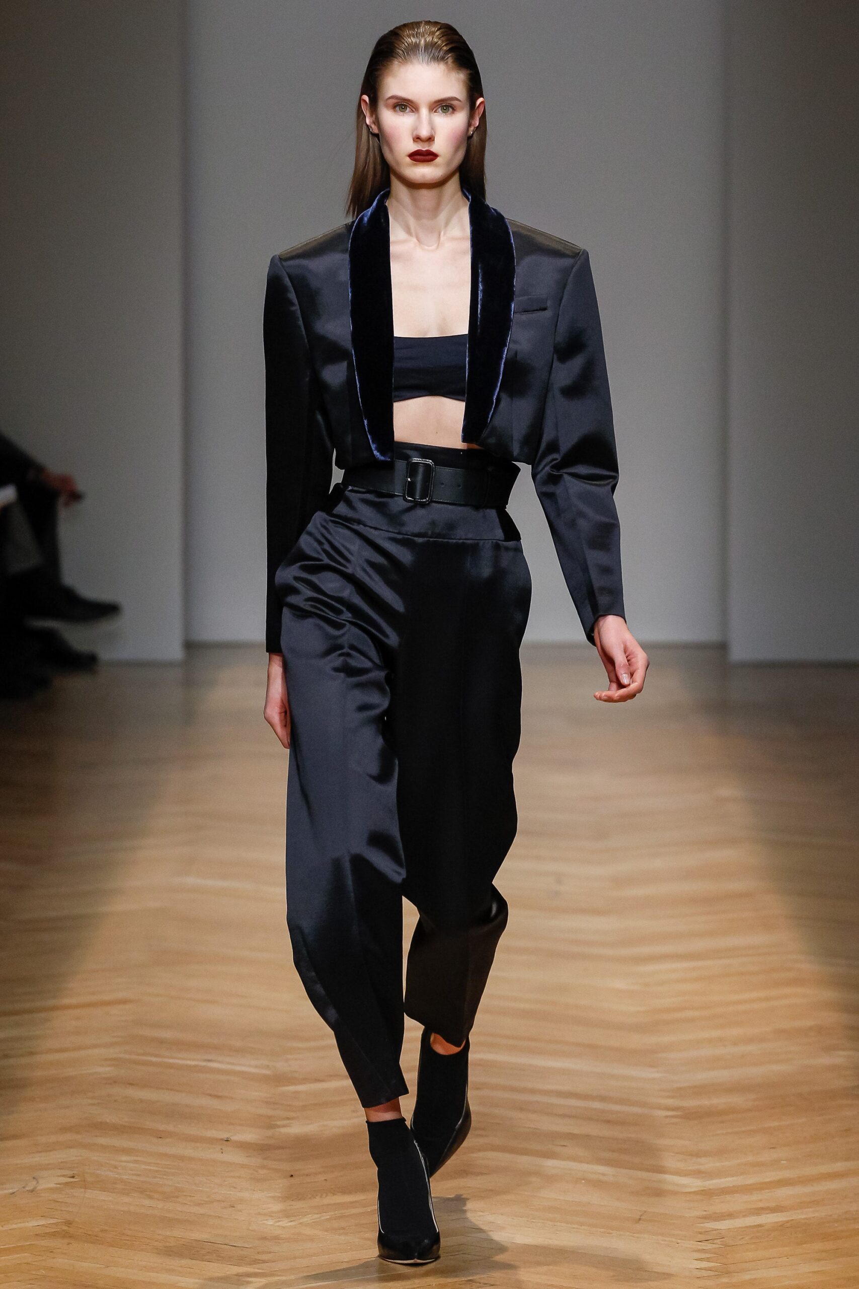 black silk tailored blazer and top