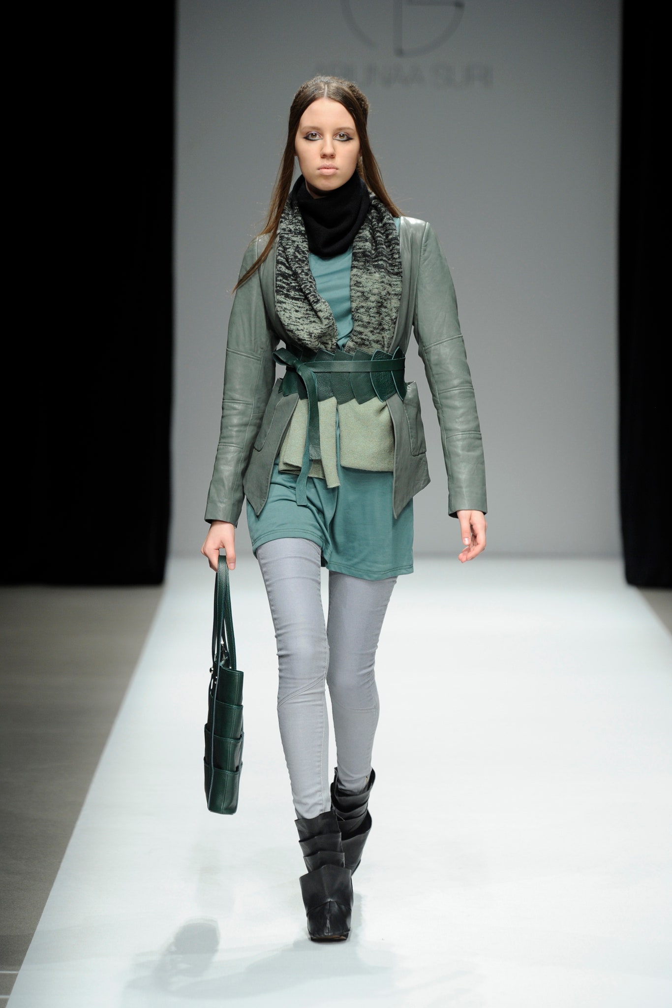 green leather jacket with relaxed top