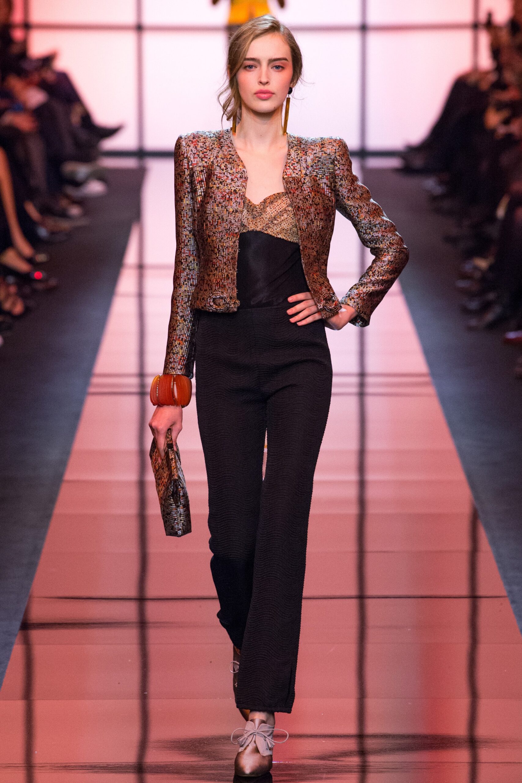 multi silk long-sleeve collared tailored embroidered jacket