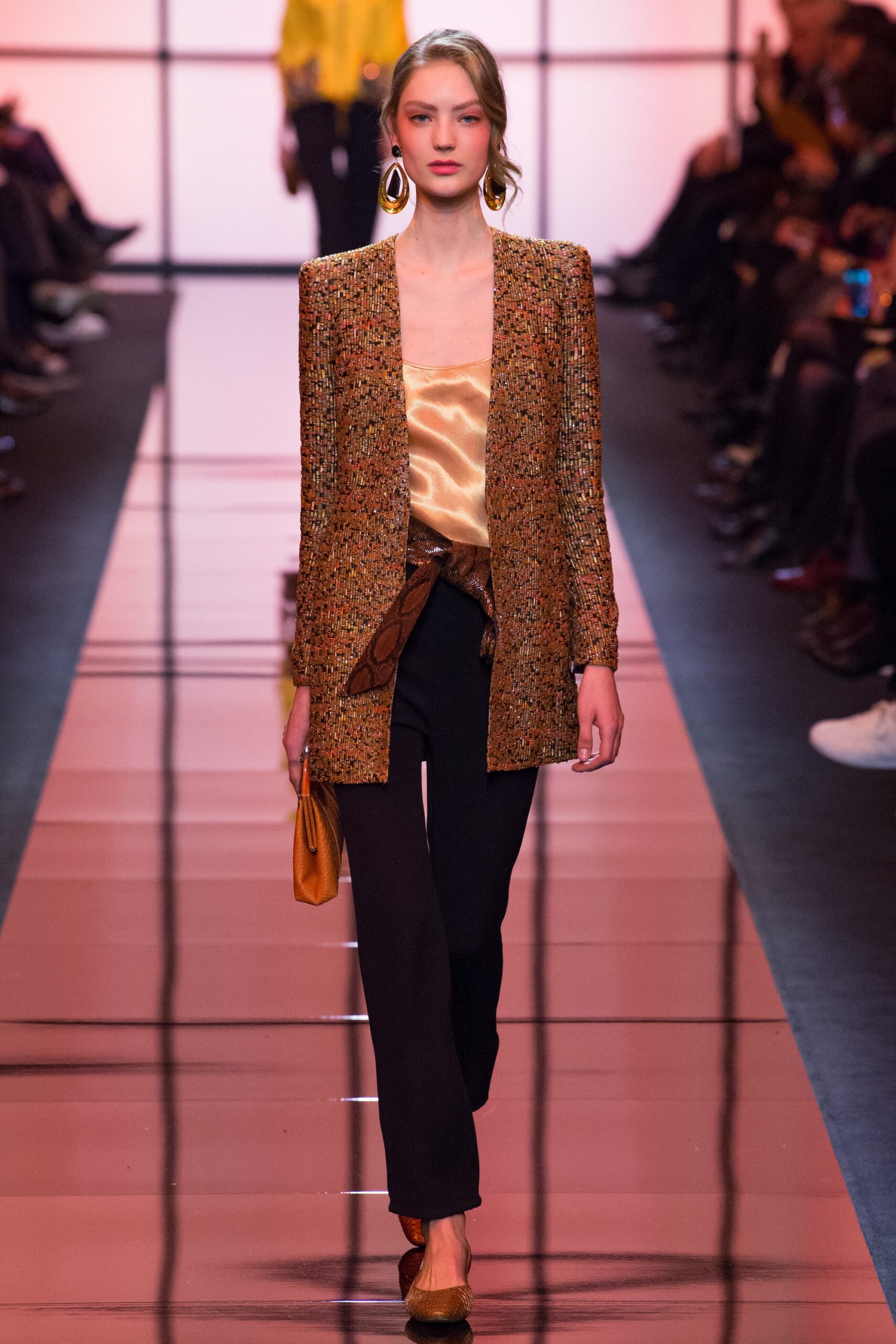 tailored orange embroidered blazer