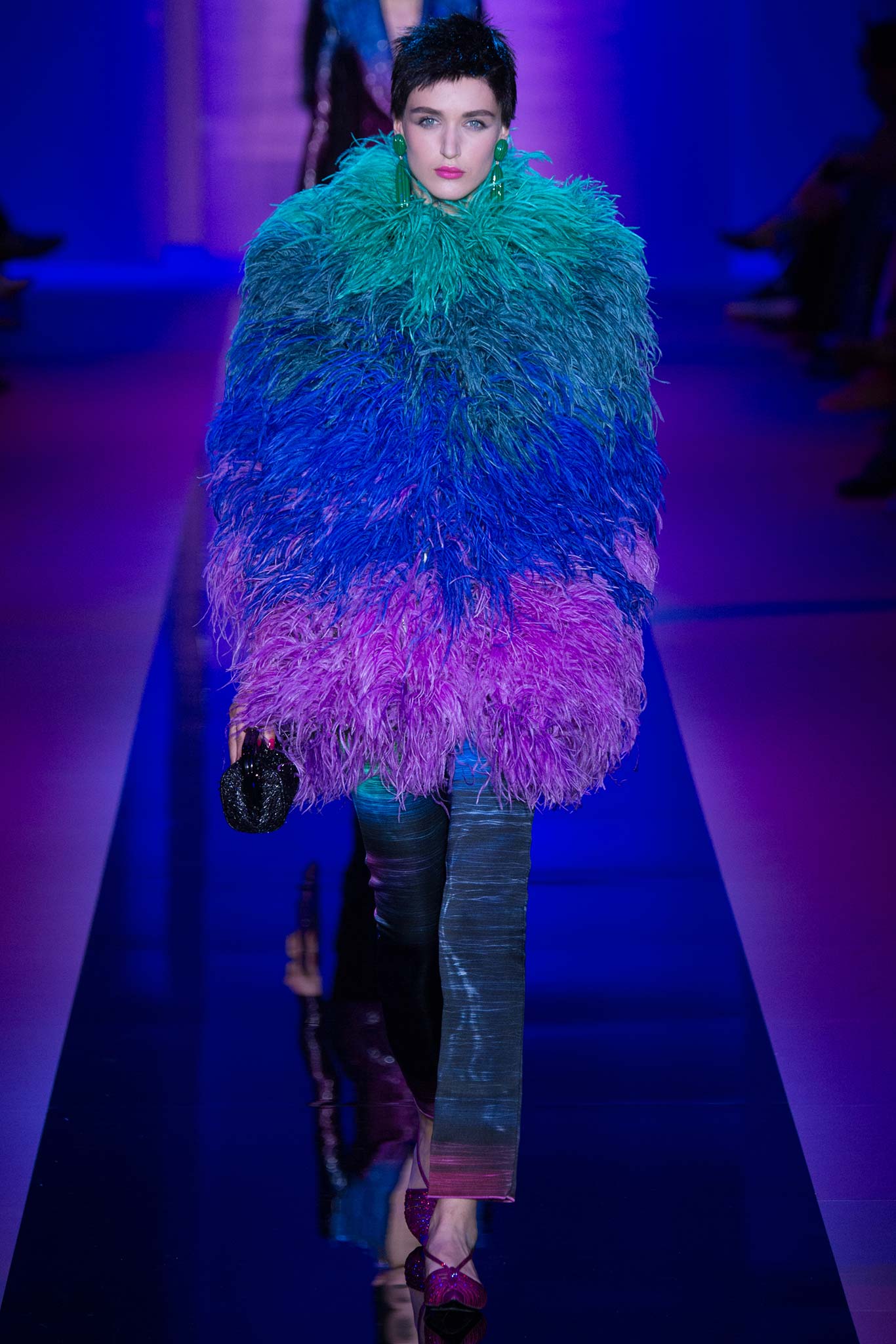 colorful oversized fur coat