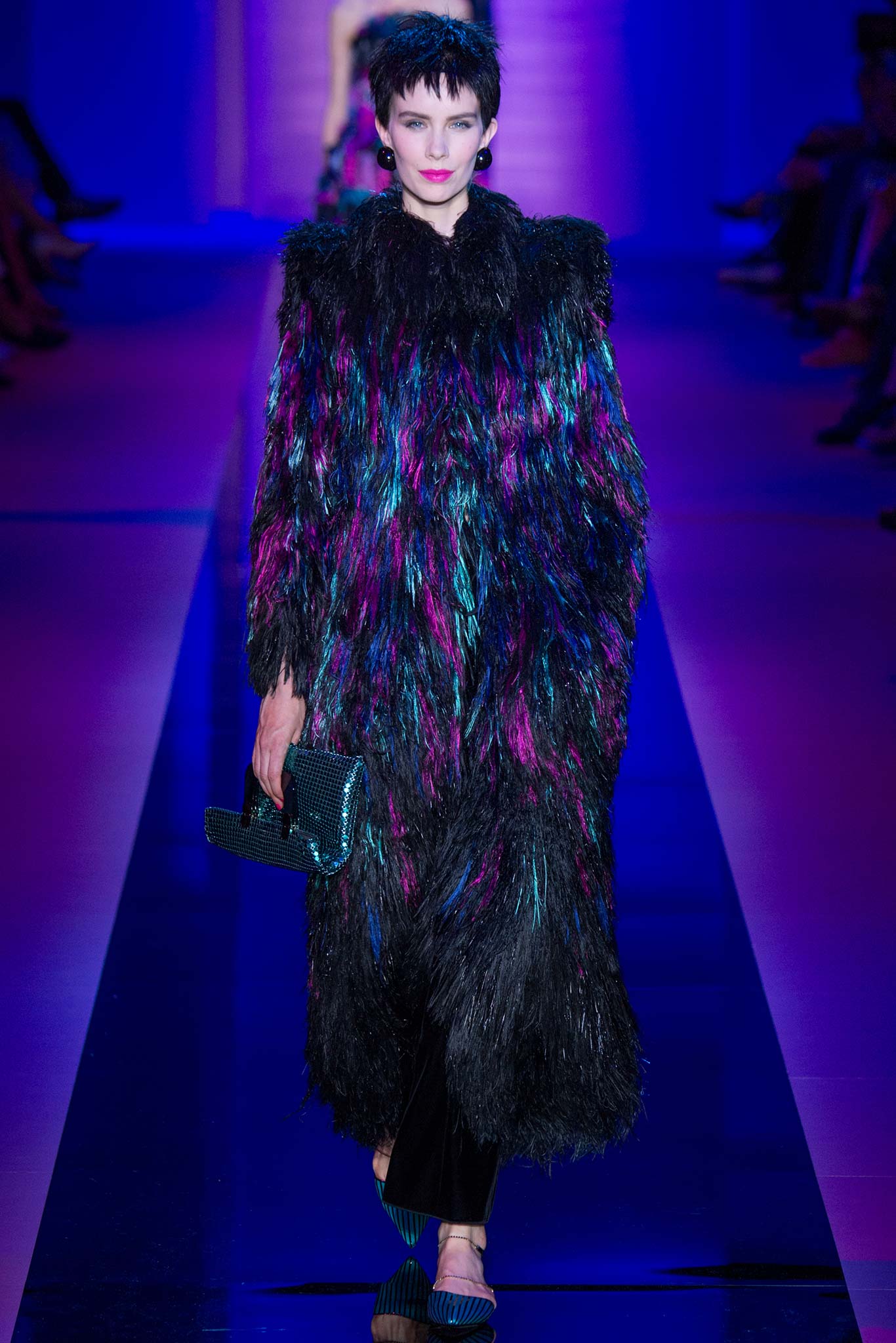 oversized fringed black coat