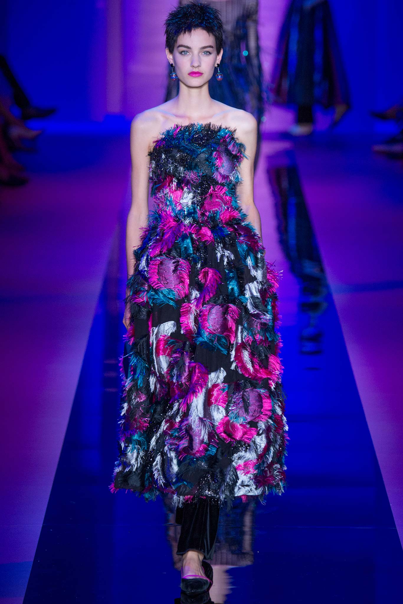 black pink purple fringed midi dress