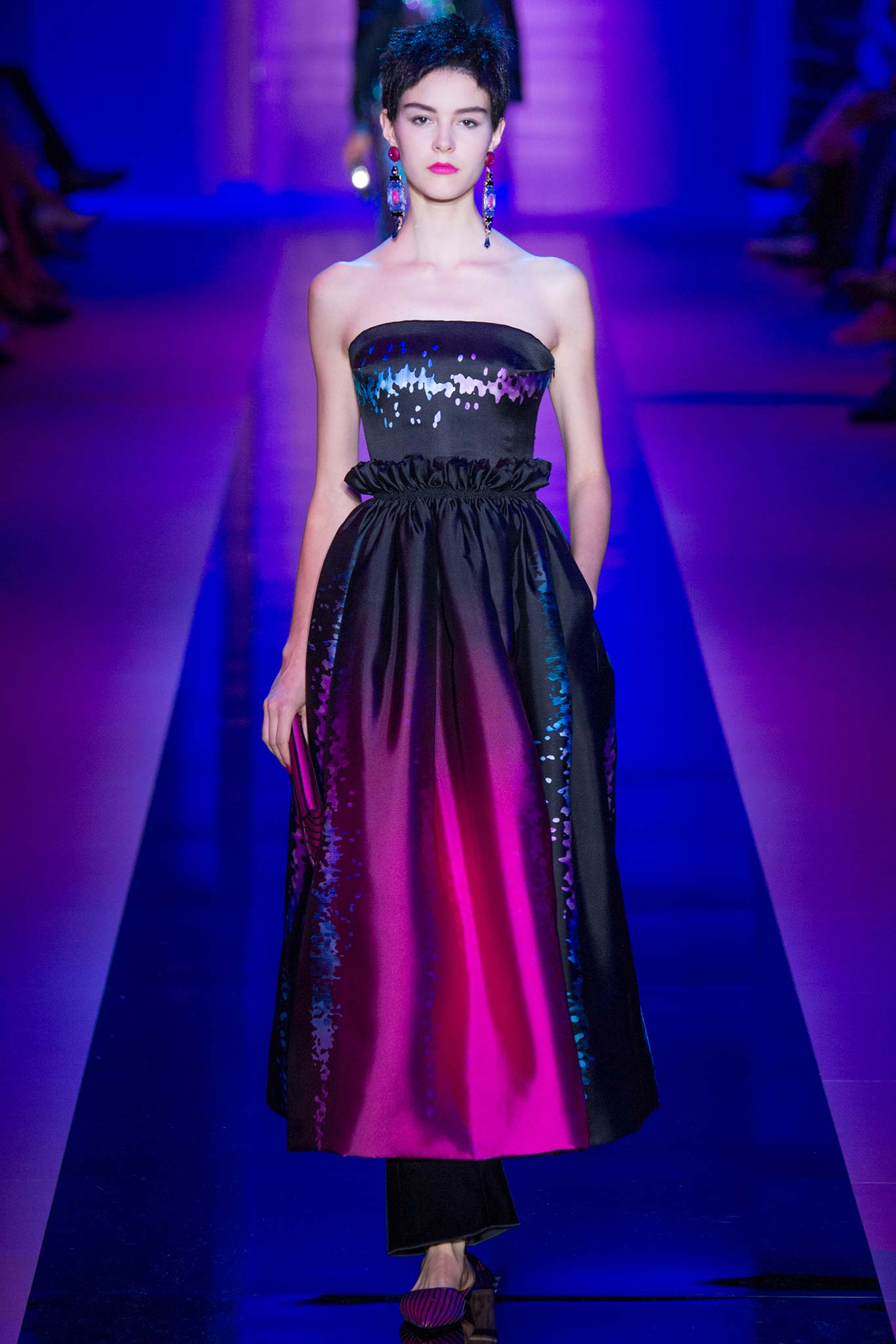 black and pink strapless dress
