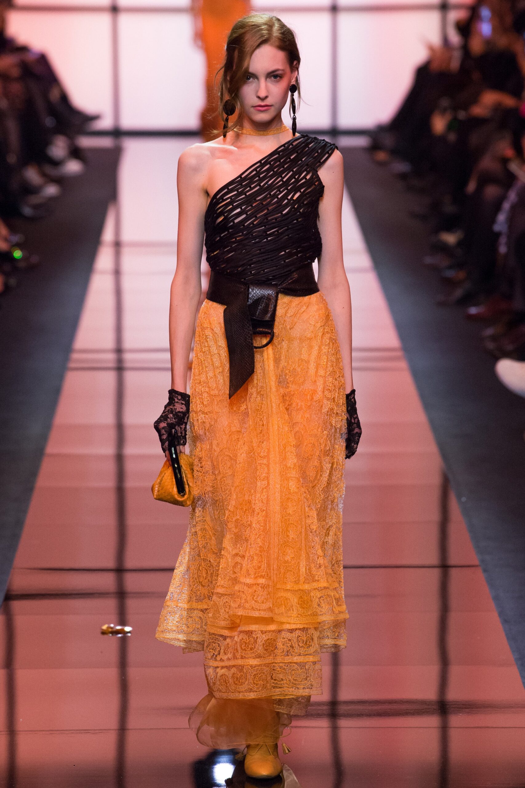 orange lace sleeveless asymmetric fitted layered midi dress