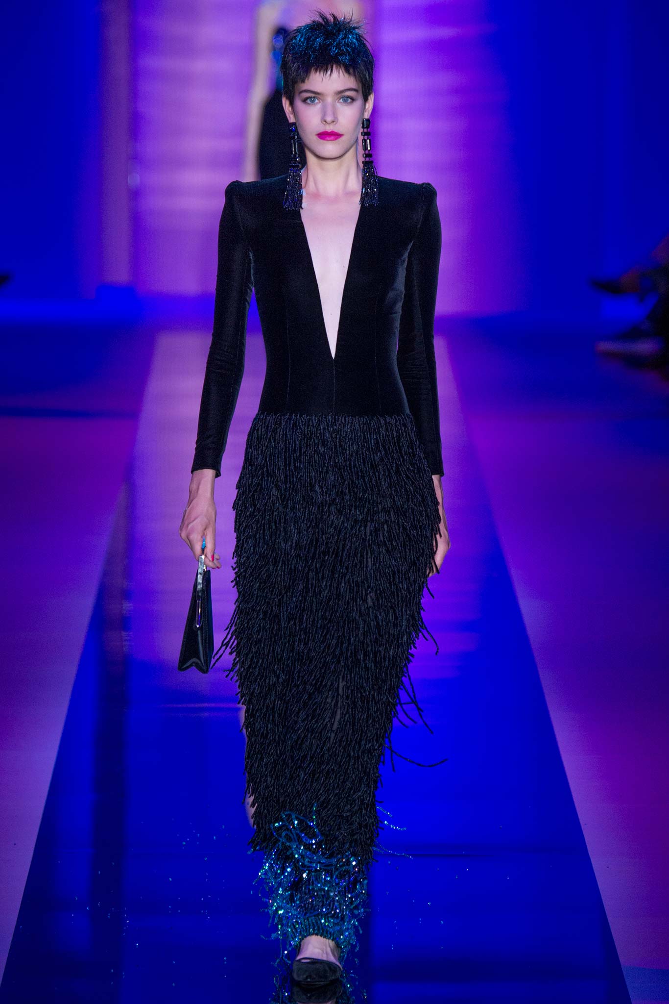black silk fitted gown