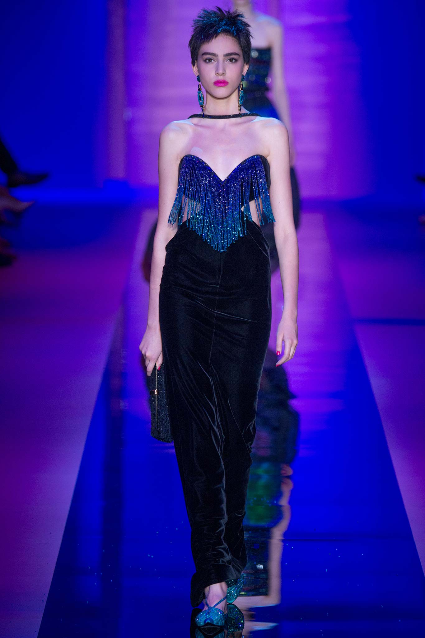 black velvet strapless gown