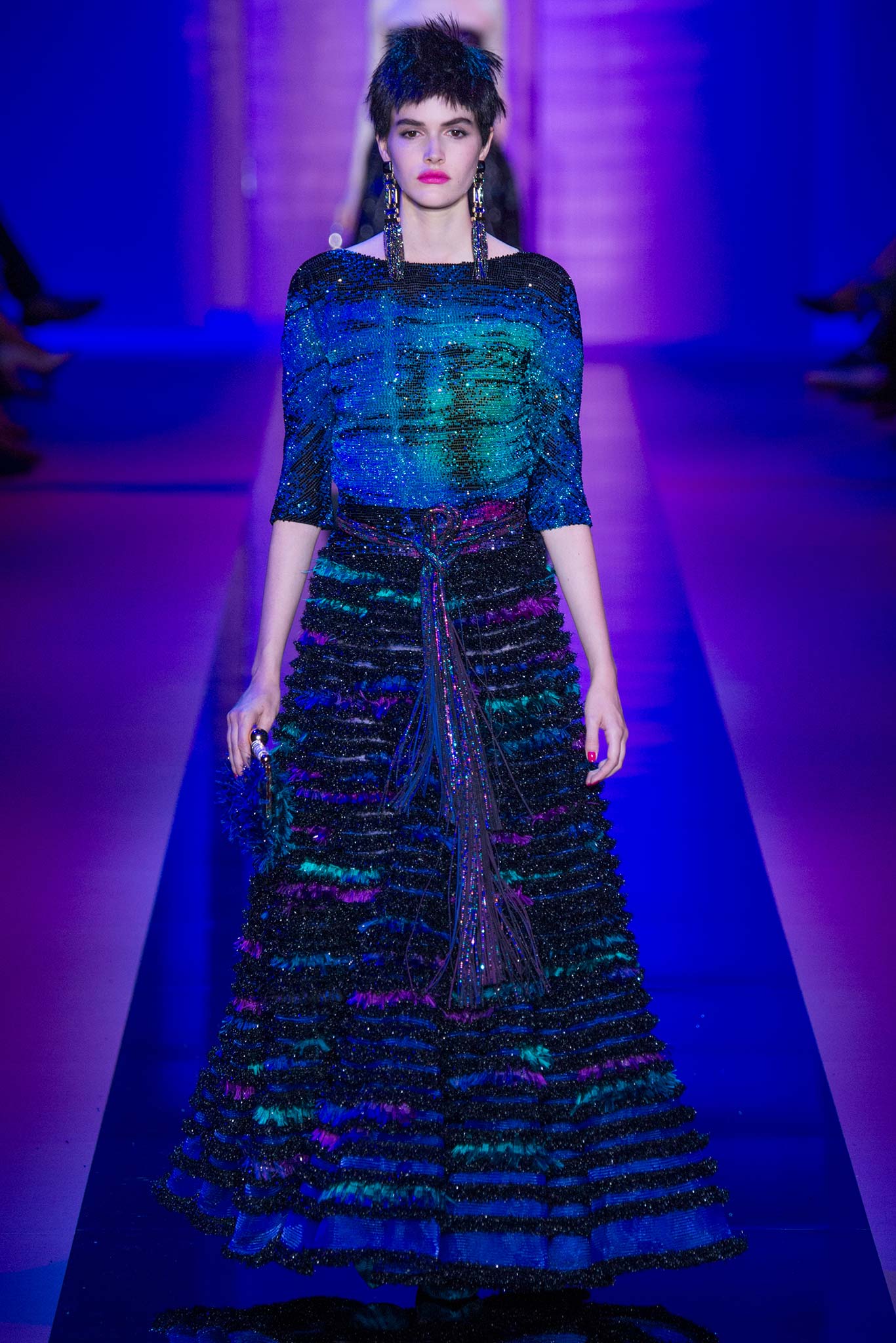 blue green purple pleated dress