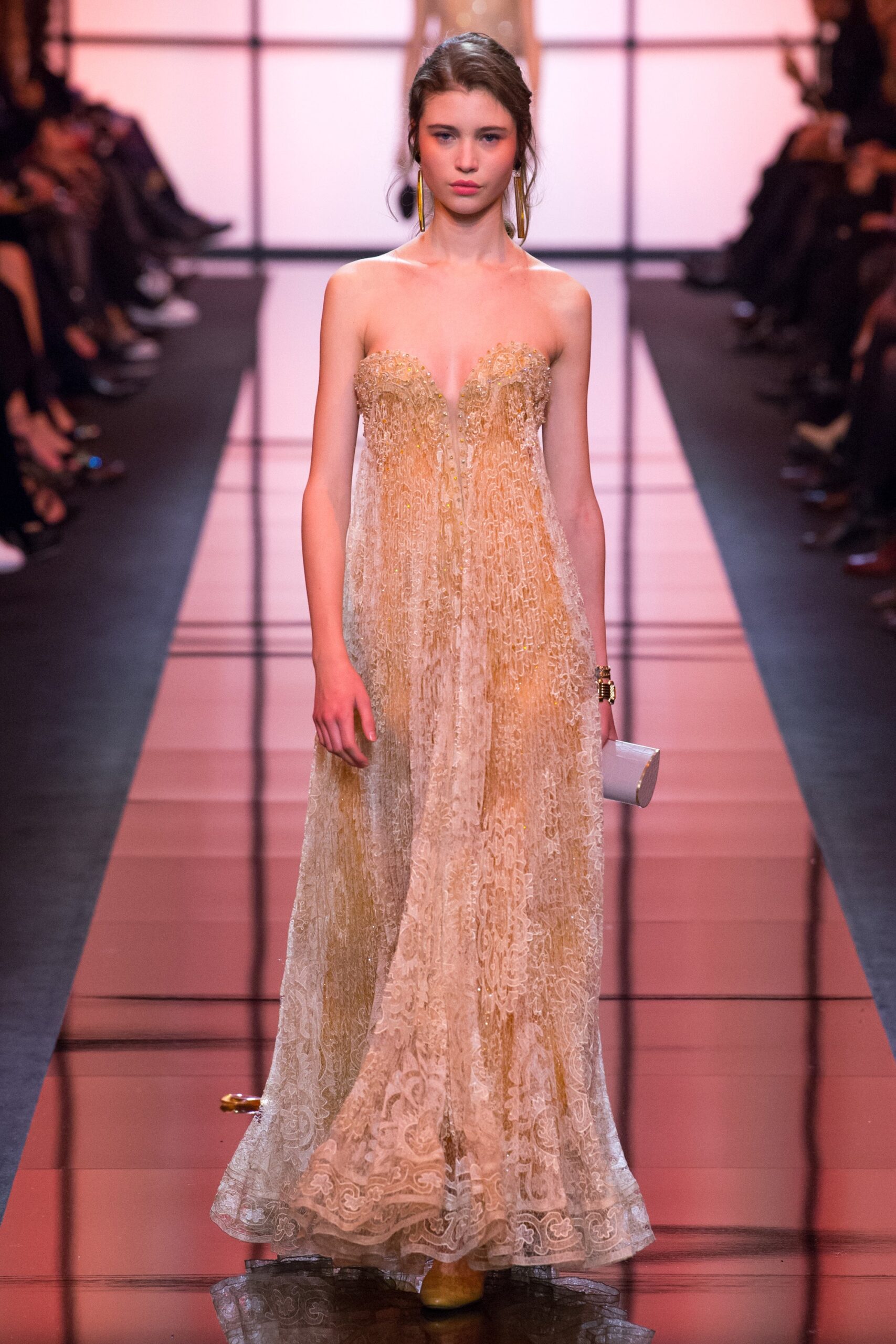 gold embroidered sleeveless gown