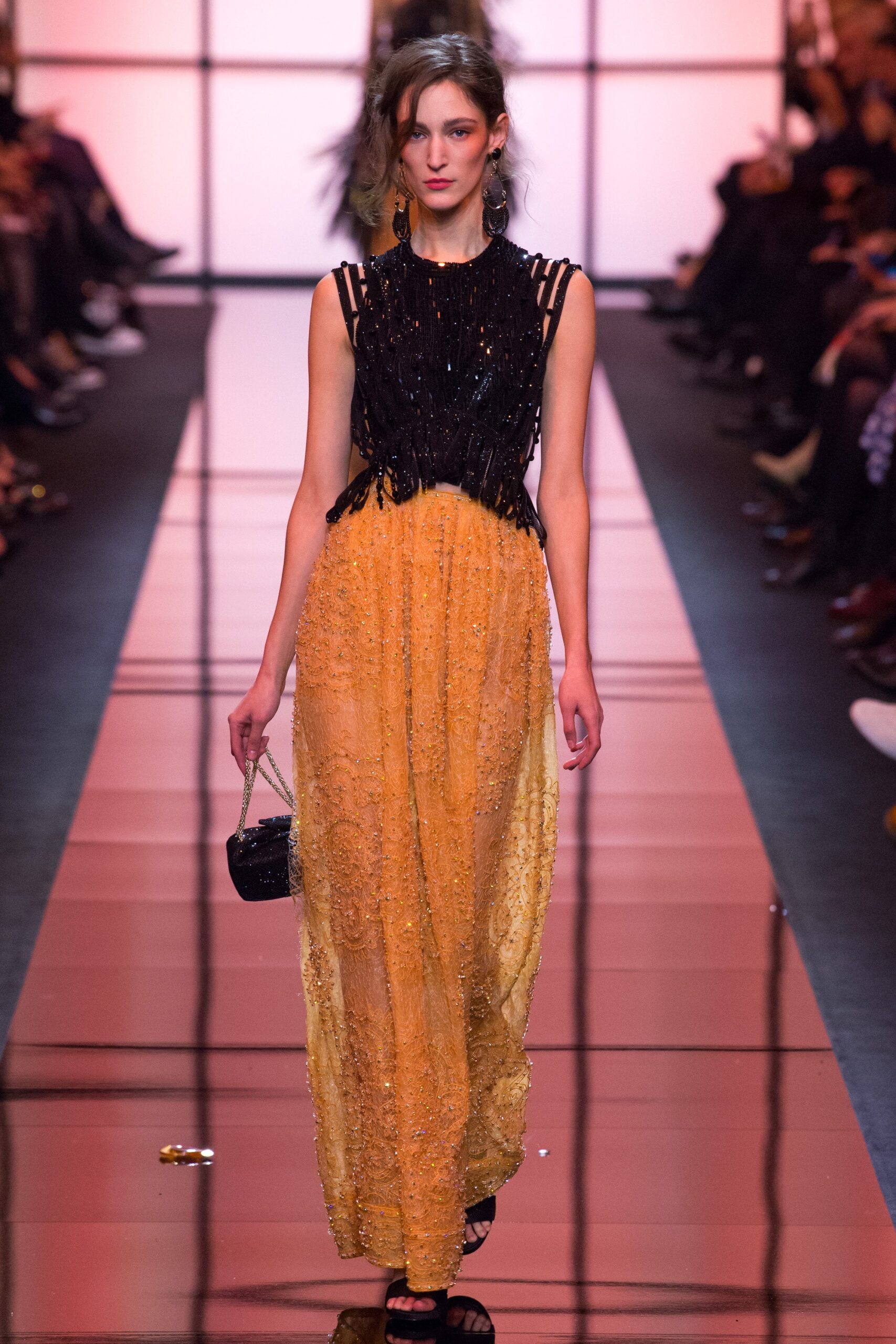black and gold sequin gown
