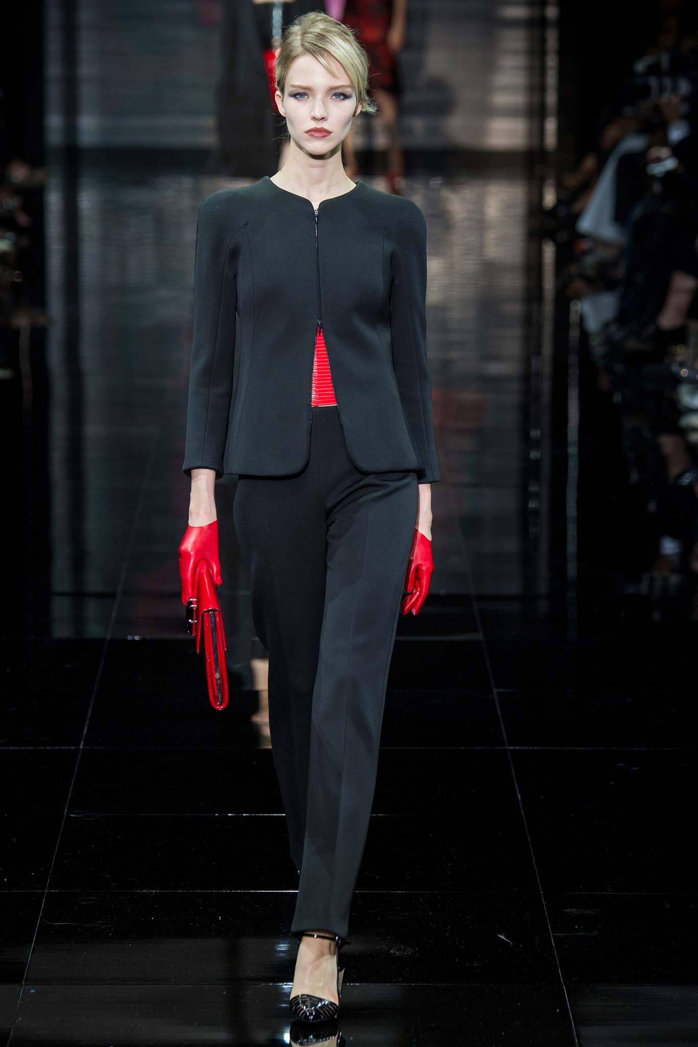 black tailored blazer with red accents