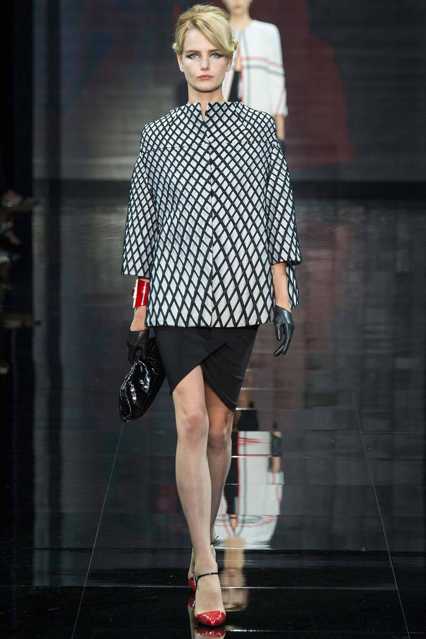 black and white checked coat