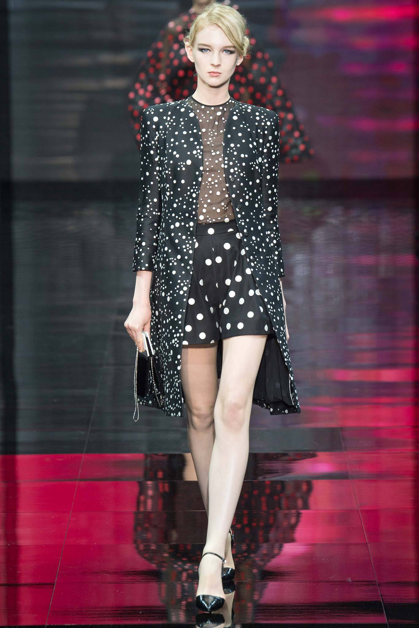 black silk long-sleeve collared fitted polka-dot buttoned coat