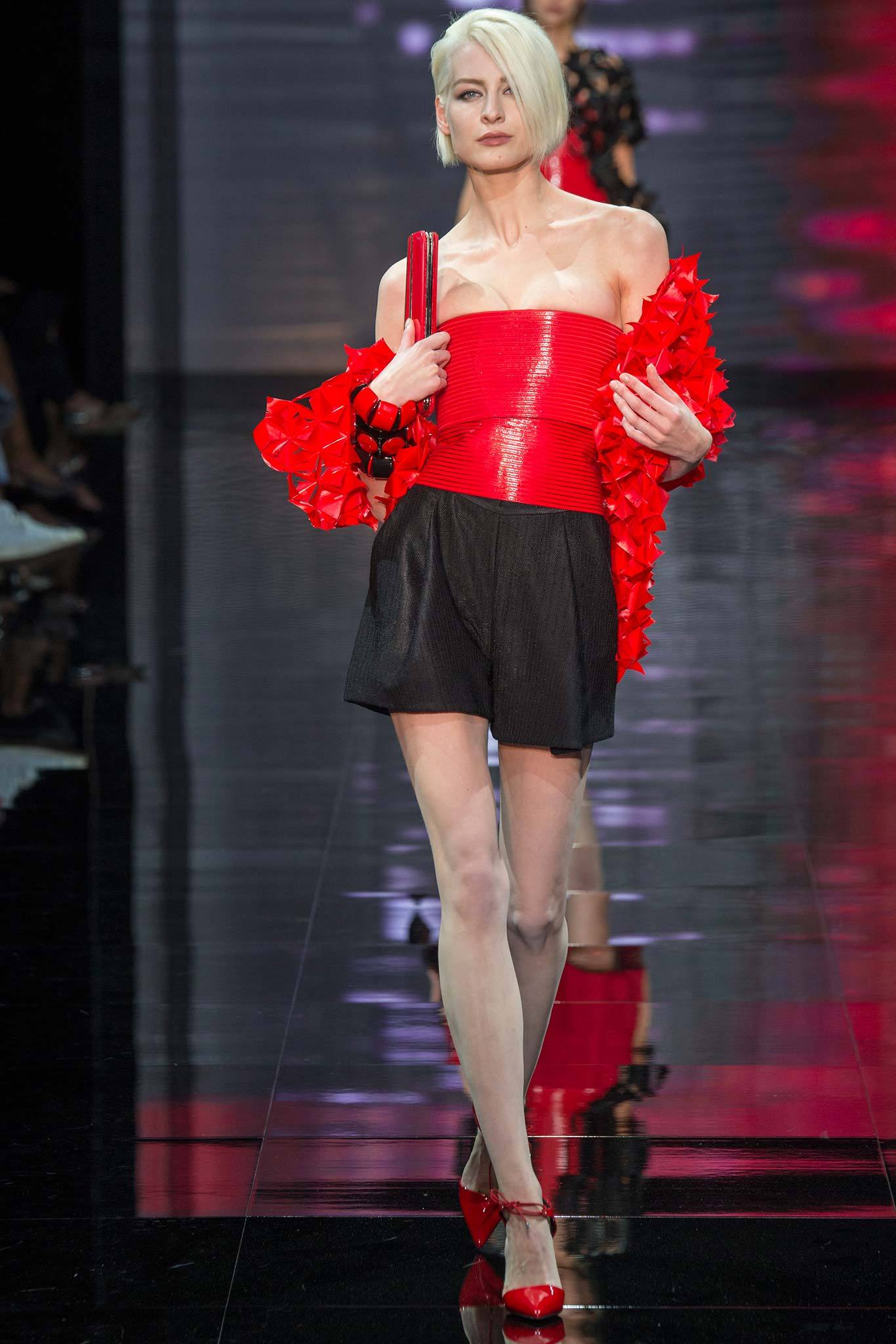 red silk sleeveless strapless fitted ruched top