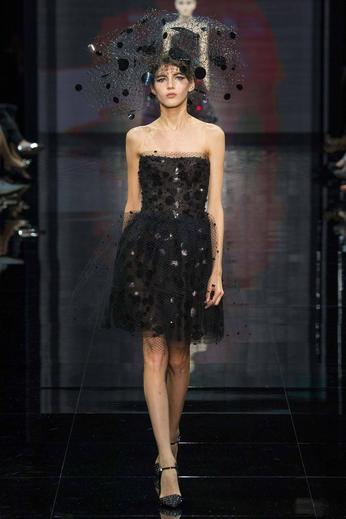 black strapless ruffled mini dress