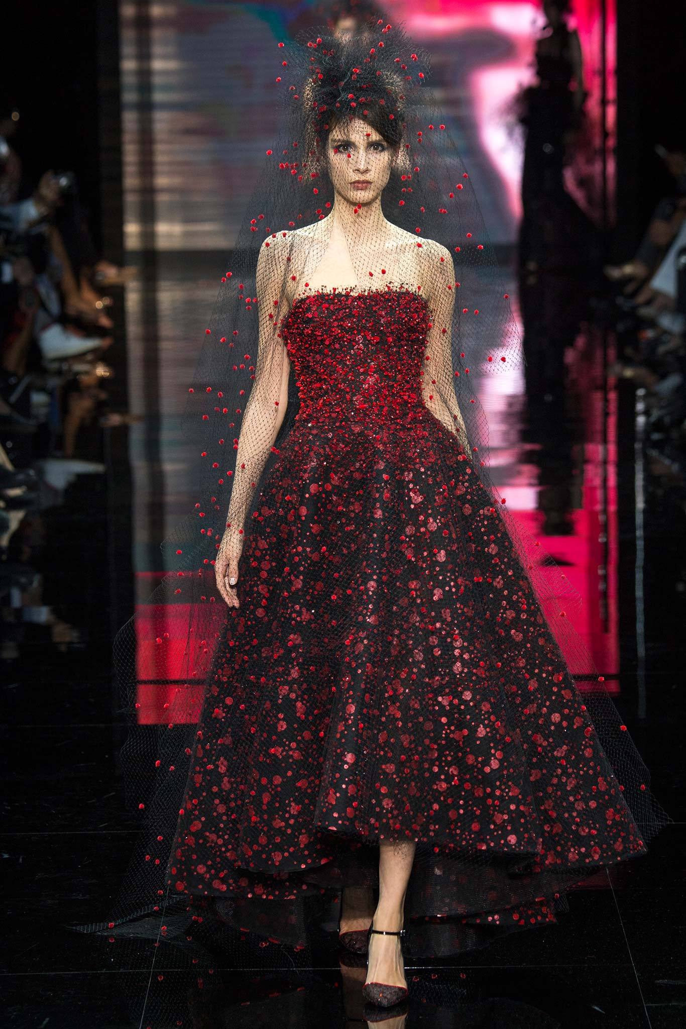 black and red embroidered gown