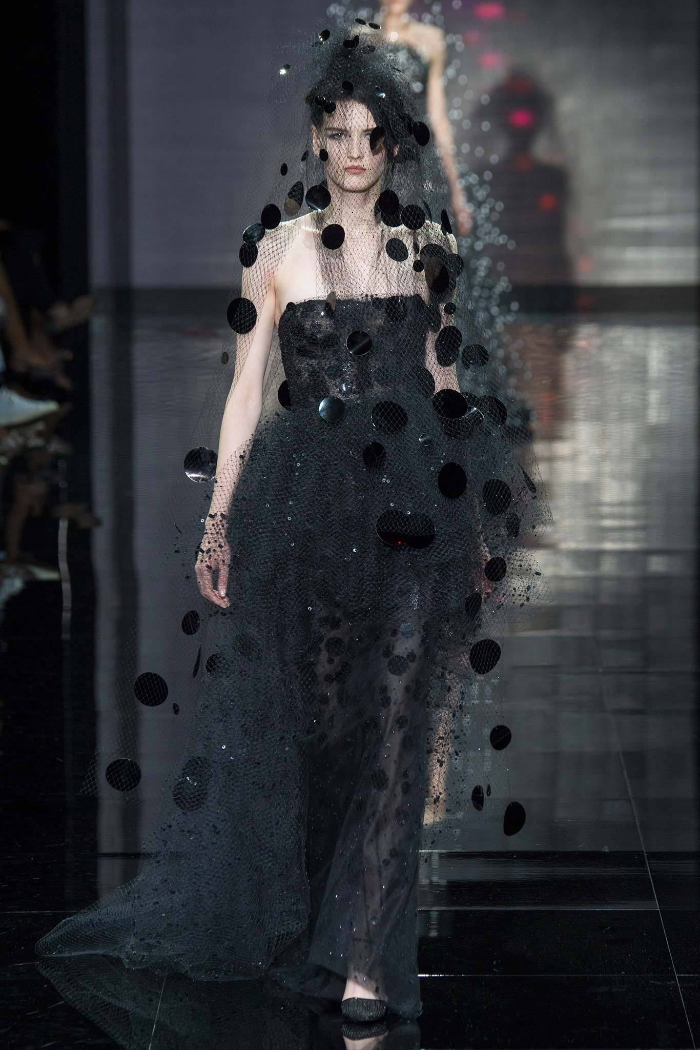 black sheer layered gown