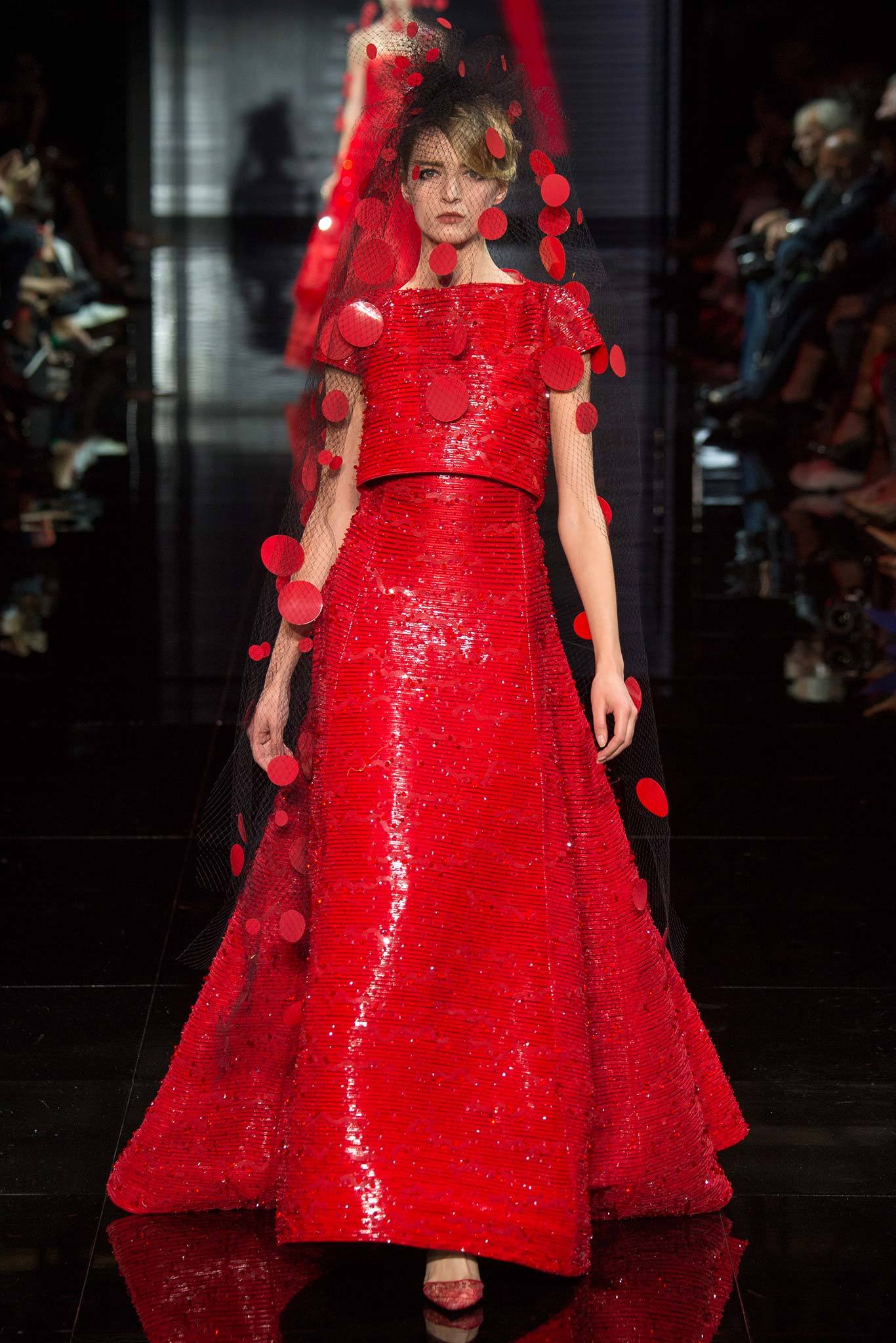 red embellished sleeveless gown