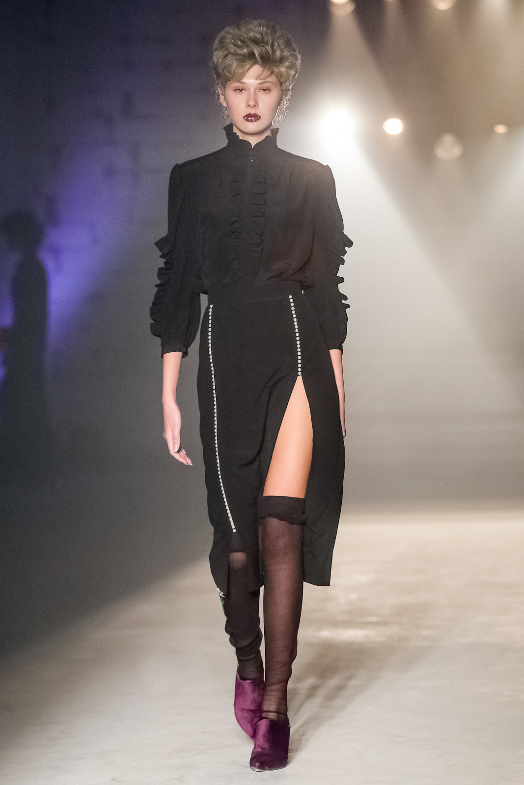 black silk fitted dress