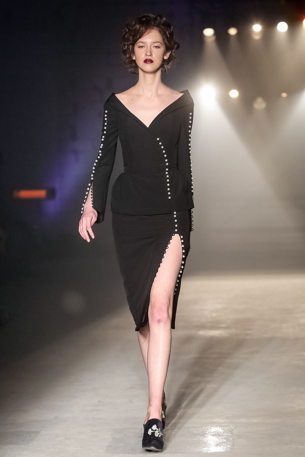black fitted midi dress