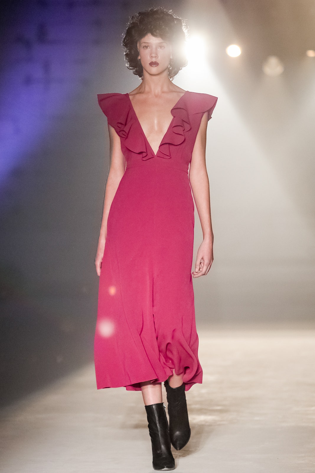 fitted pink silk midi dress