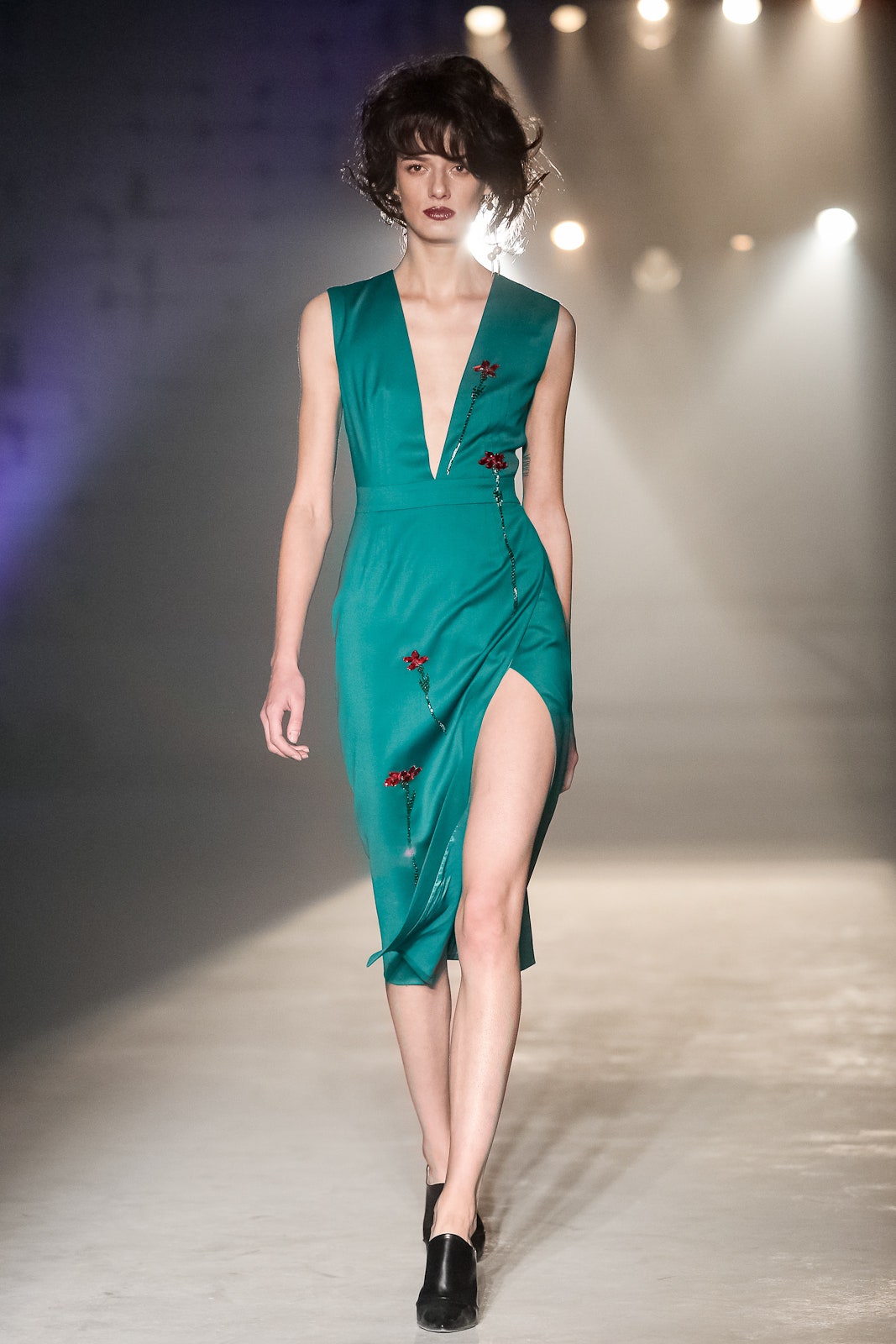 teal silk sleeveless dress