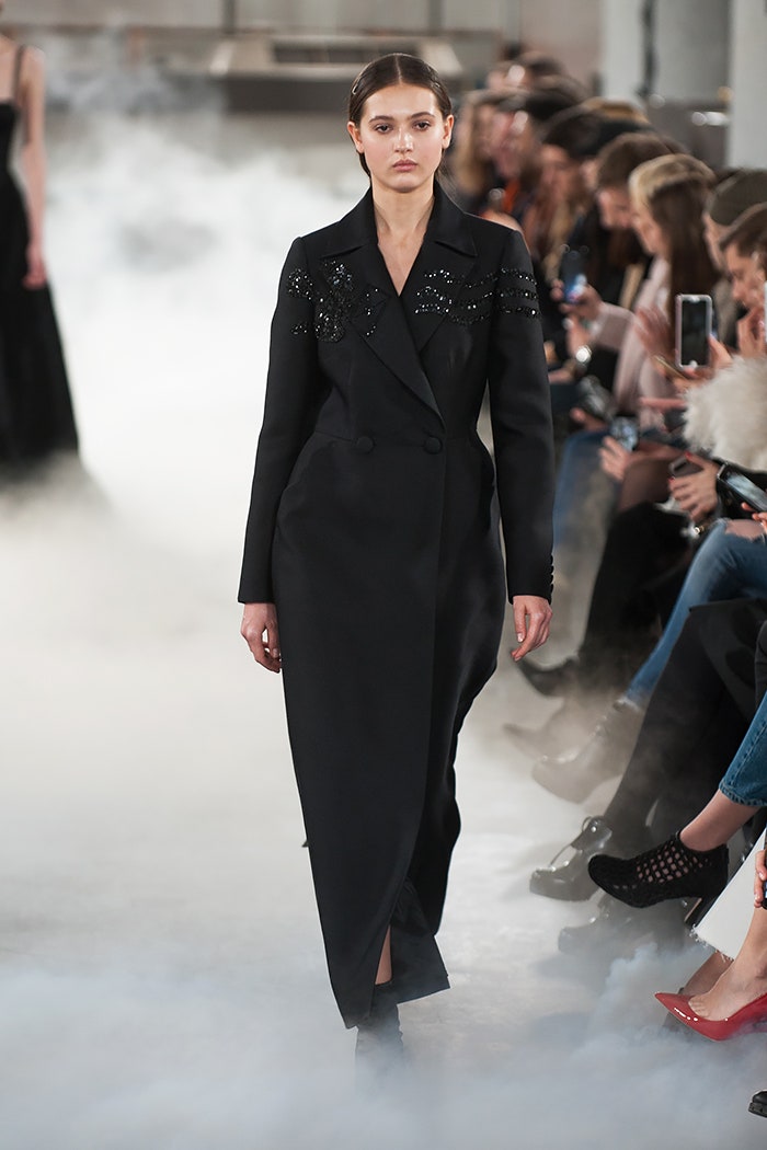 black fitted wool coat