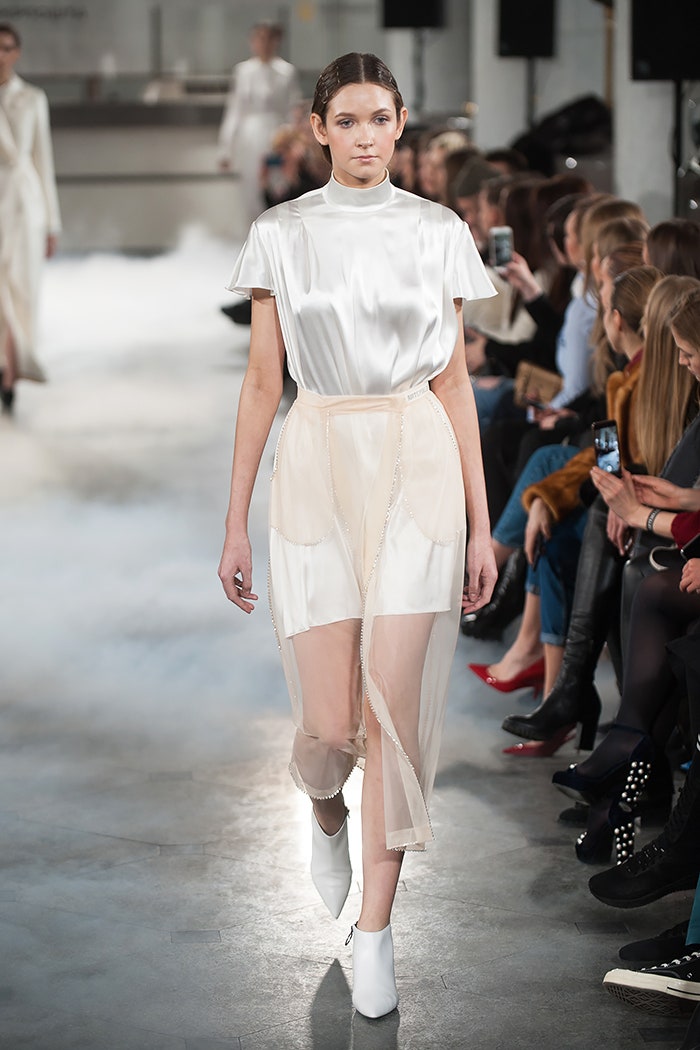 white silk midi dress