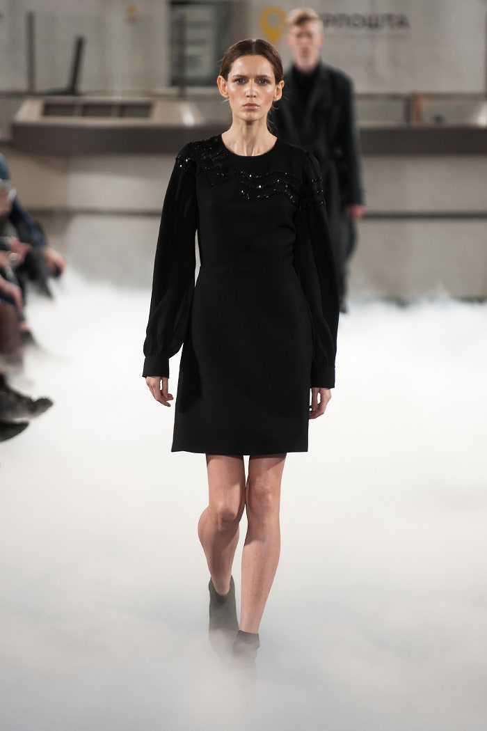 black silk fitted mini dress