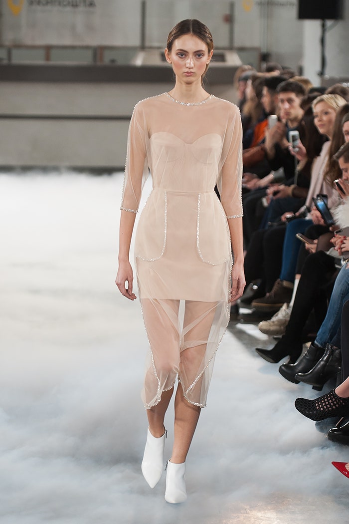 beige sheer embellished midi dress